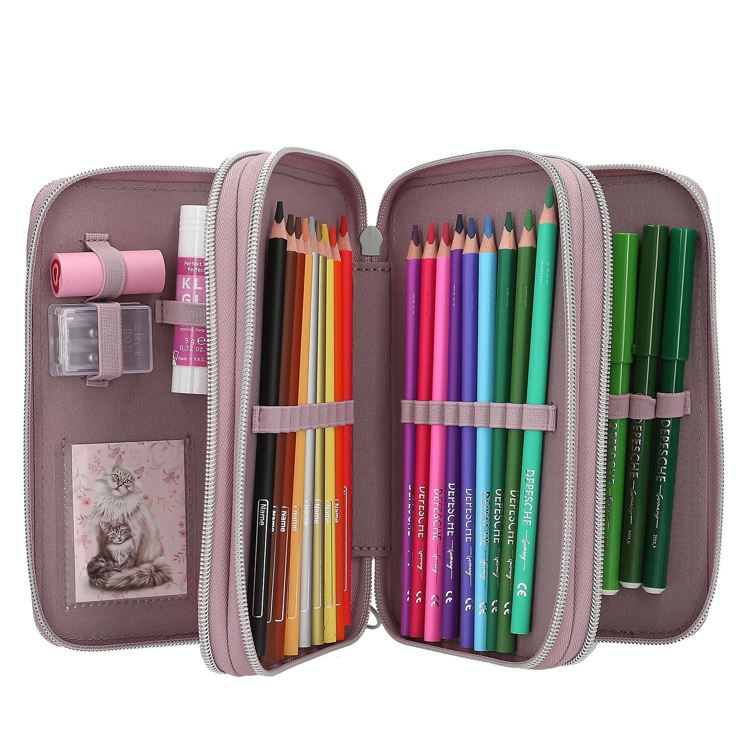 Depesche 3-Fach Federtasche TOPModel BLooming Kitty Rosa Abbildung 4