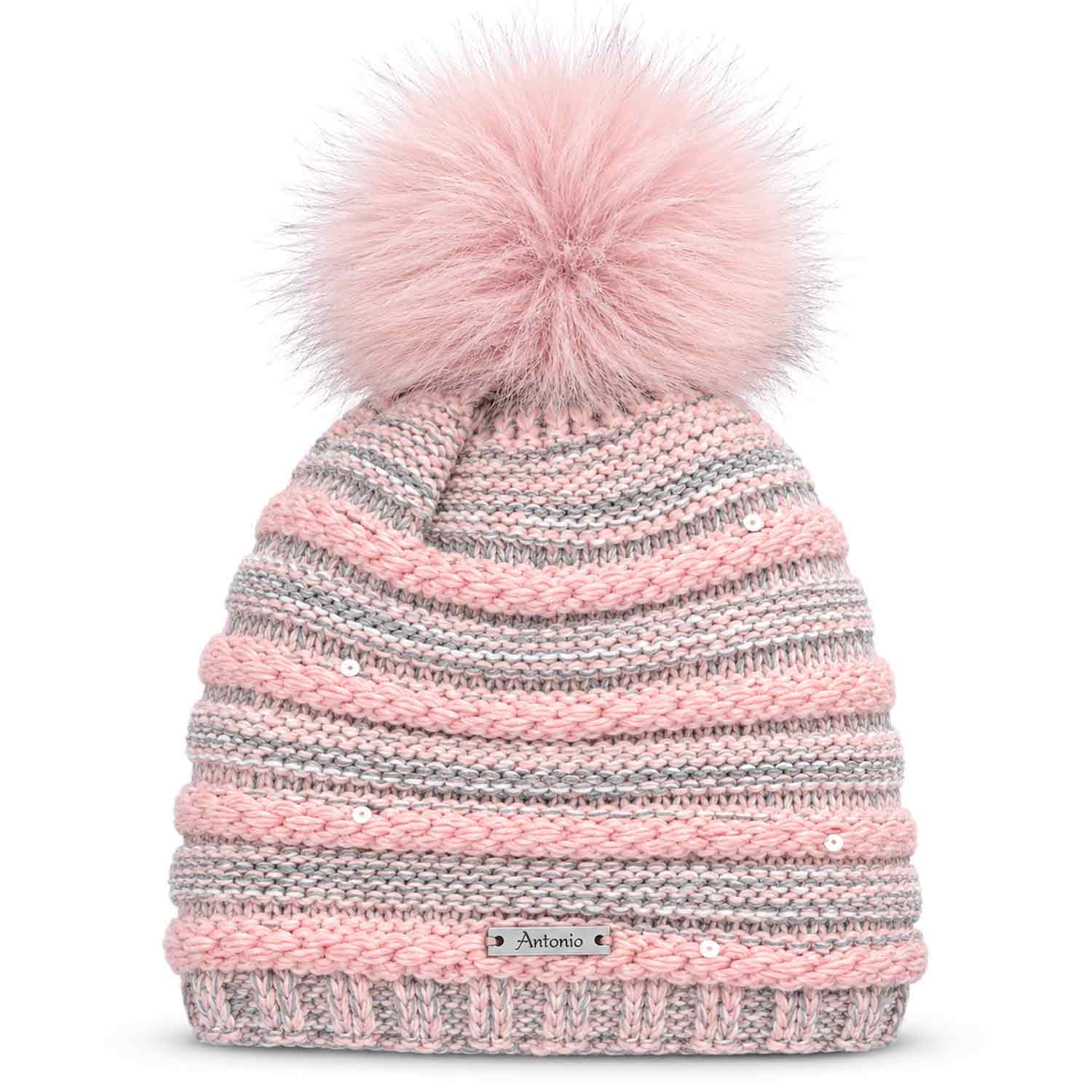 Antonio Strick Mütze Beanie mit Bommel - Rosa Abbildung 1
