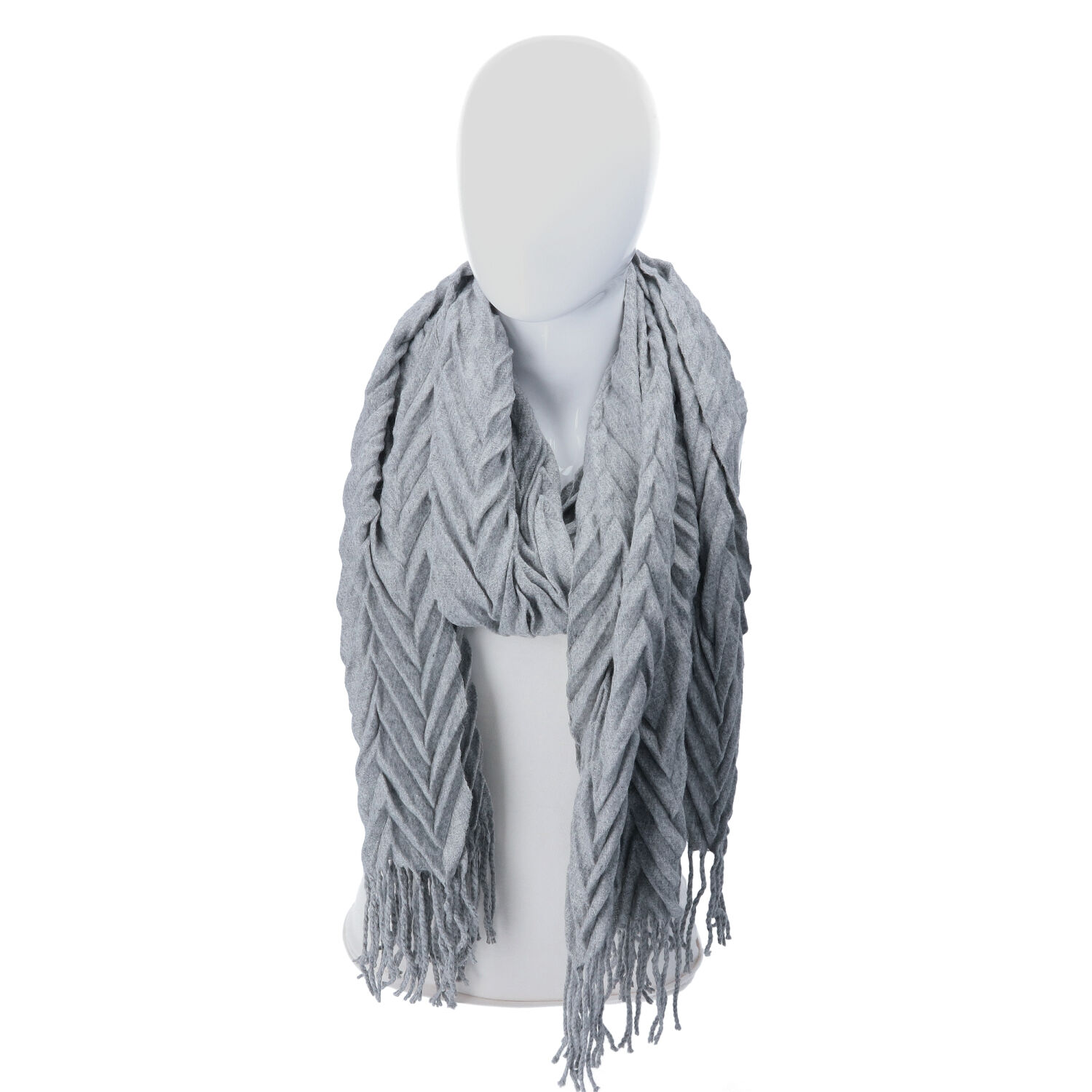 Antonio Damen Winter Schal Cashmera Plissee - grau Abbildung 2