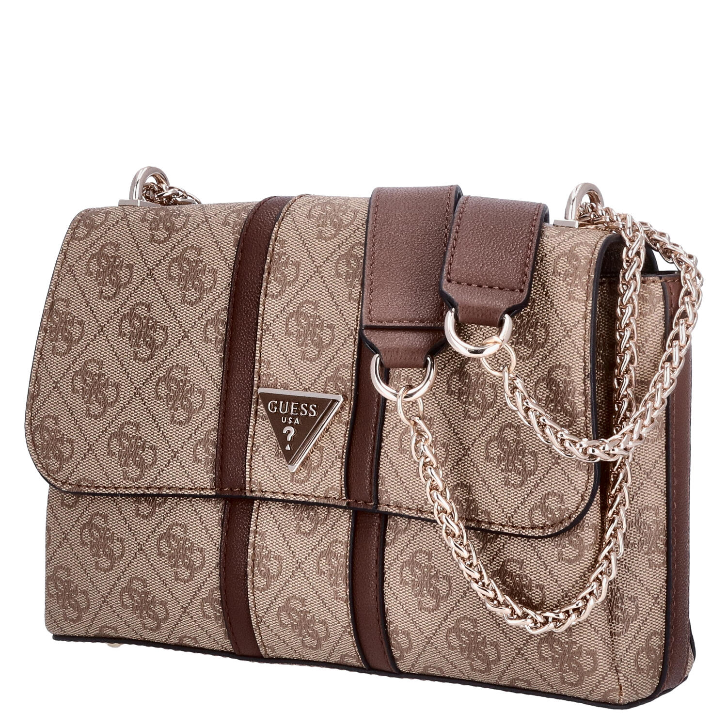 GUESS Damen Umhängetasche Noreen Latte Logo/Brown