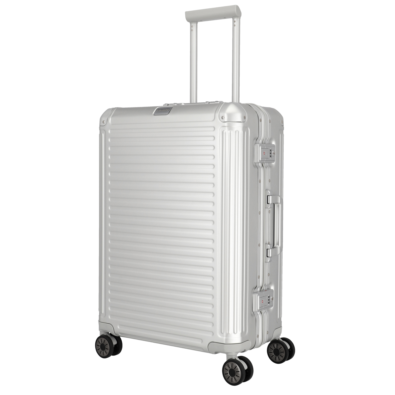 Travelite Aluminium Trolley 4 Rollen M NEXT silber