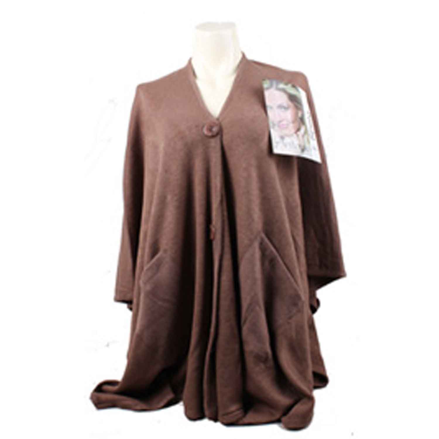 Antonio Poncho Damen Winter elegant mit praktischen Taschen - braun Abbildung 1