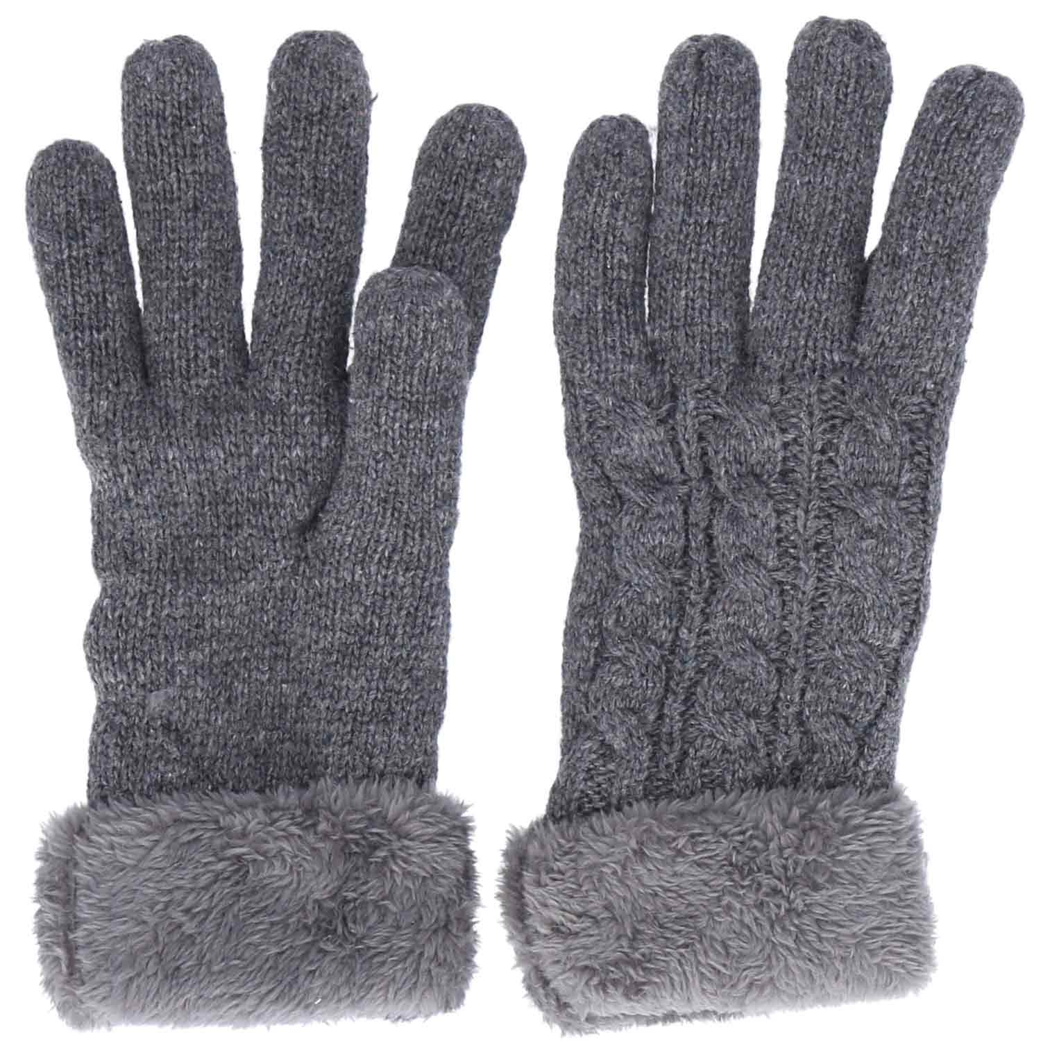 Antonio Damen Winter Fingerhandschuhe Teddy Futter  dark grey