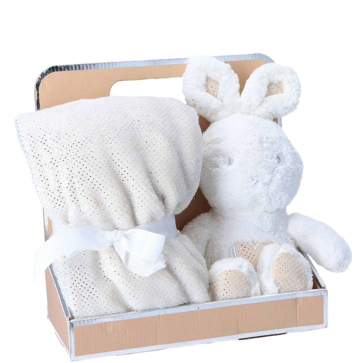 Antonio Baby Plüsch Decke mit Stofftier Hase  beige Abbildung 1