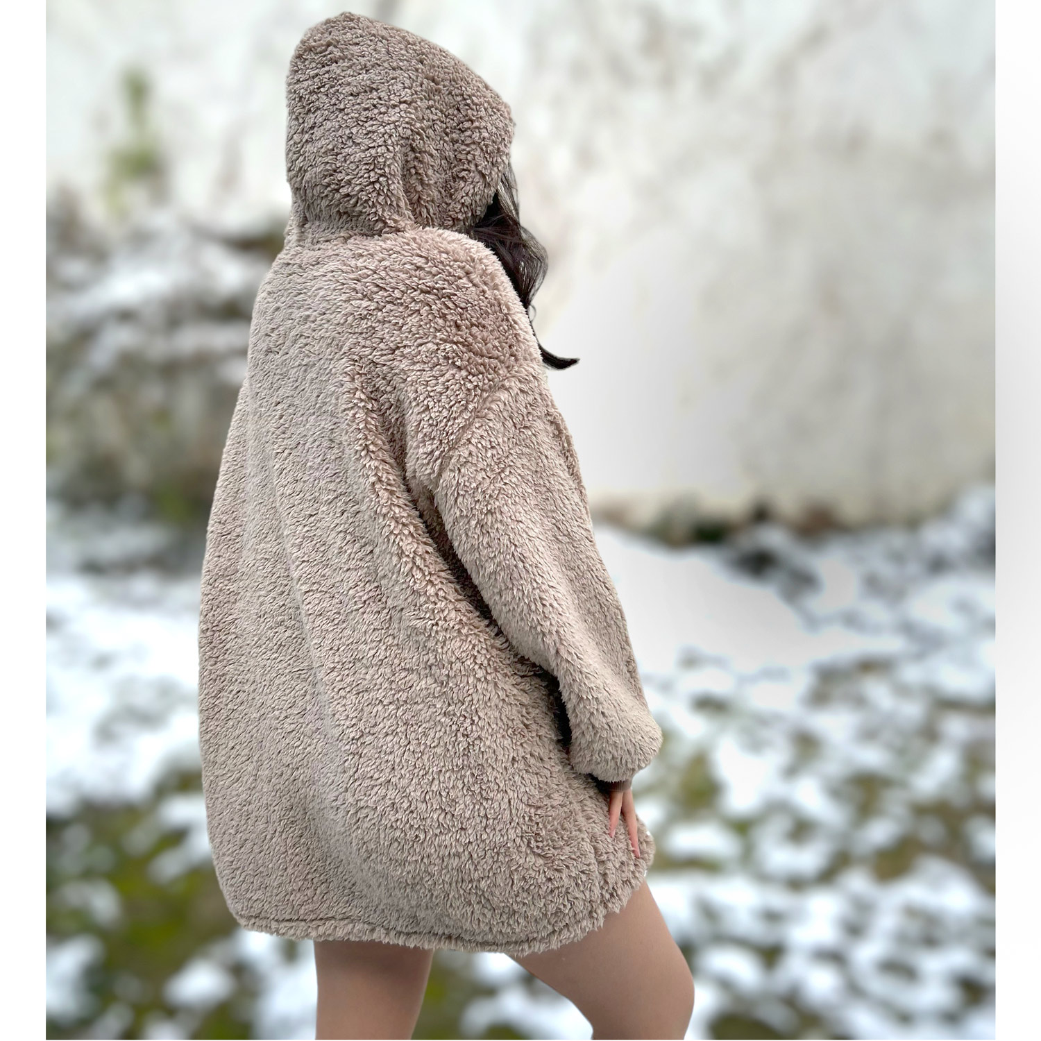 Antonio Kuschel Hoodie Teddy Oversize  Taupe