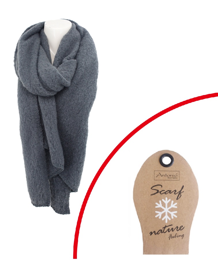 Antonio Damen Strick Schal Bouclé - dark grey Abbildung 2