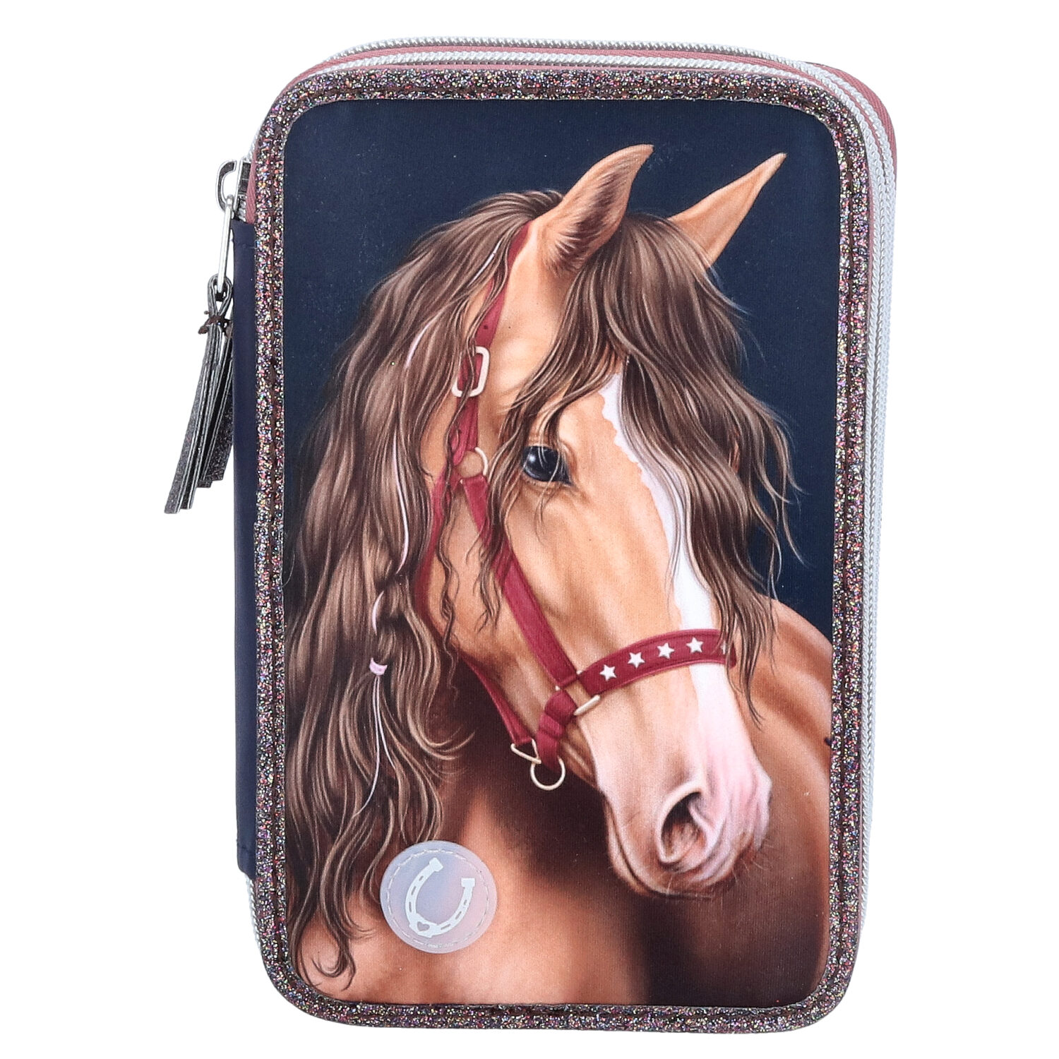 Depesche 3-Fach Federtasche mit LED Miss Melody GLITTER HORSE 