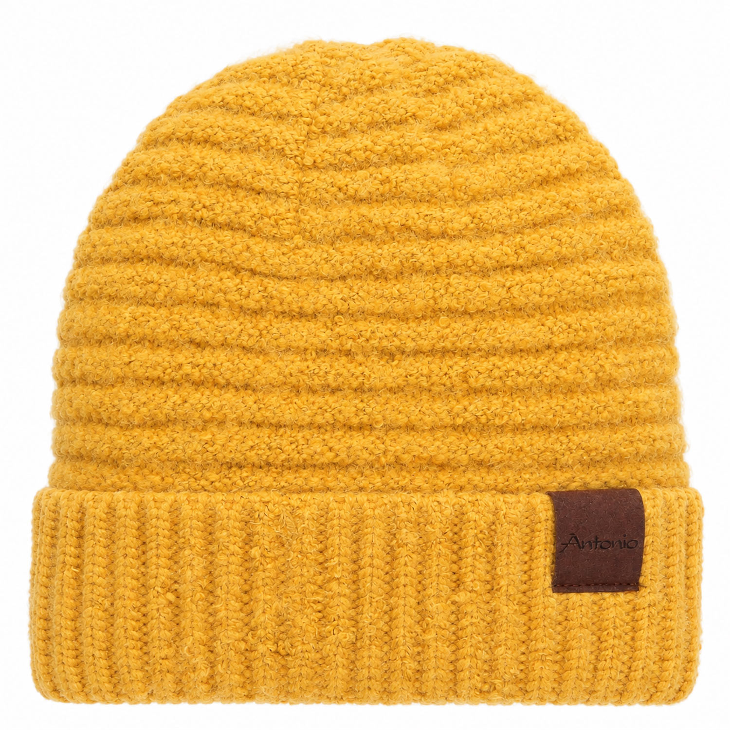 Antonio Damen Strick Mütze Bouclé Beanie - yellow Abbildung 1