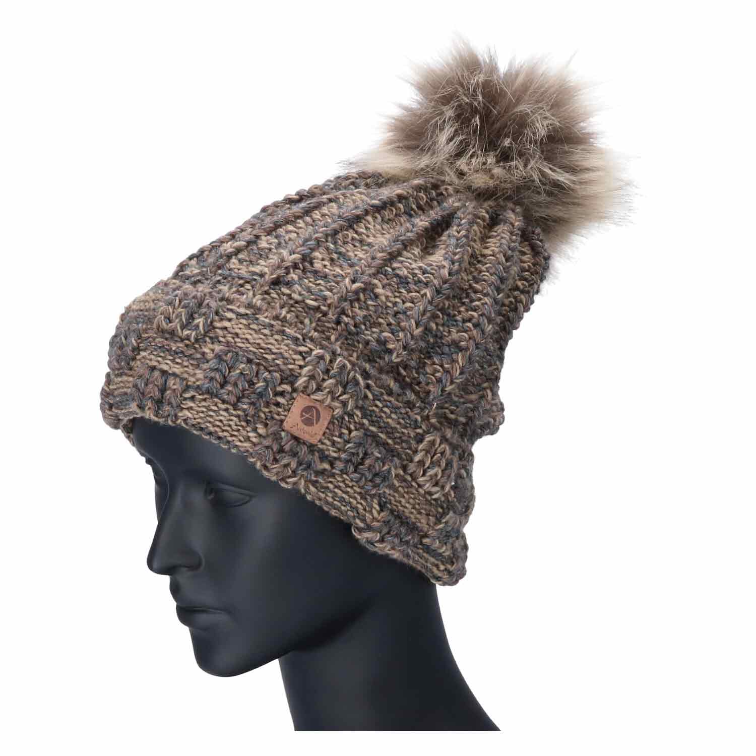 Antonio Damen Strick Mütze Beanie  Taupe Abbildung 2