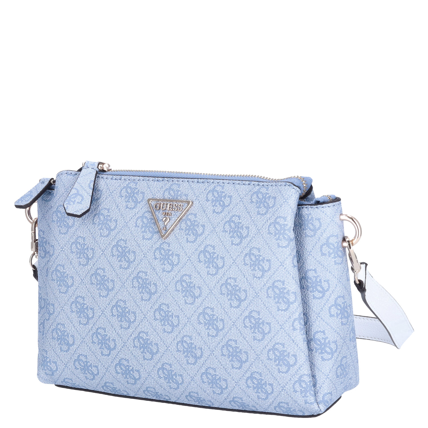 GUESS Damen Umhängetasche Noelle light blue logo