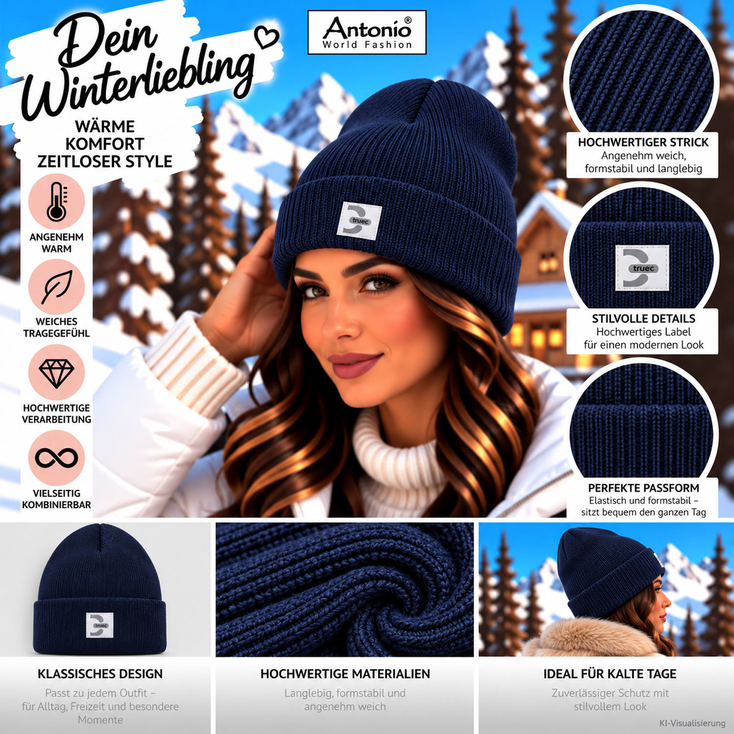 Antonio Strick Mütze Beanie - navy Abbildung 3
