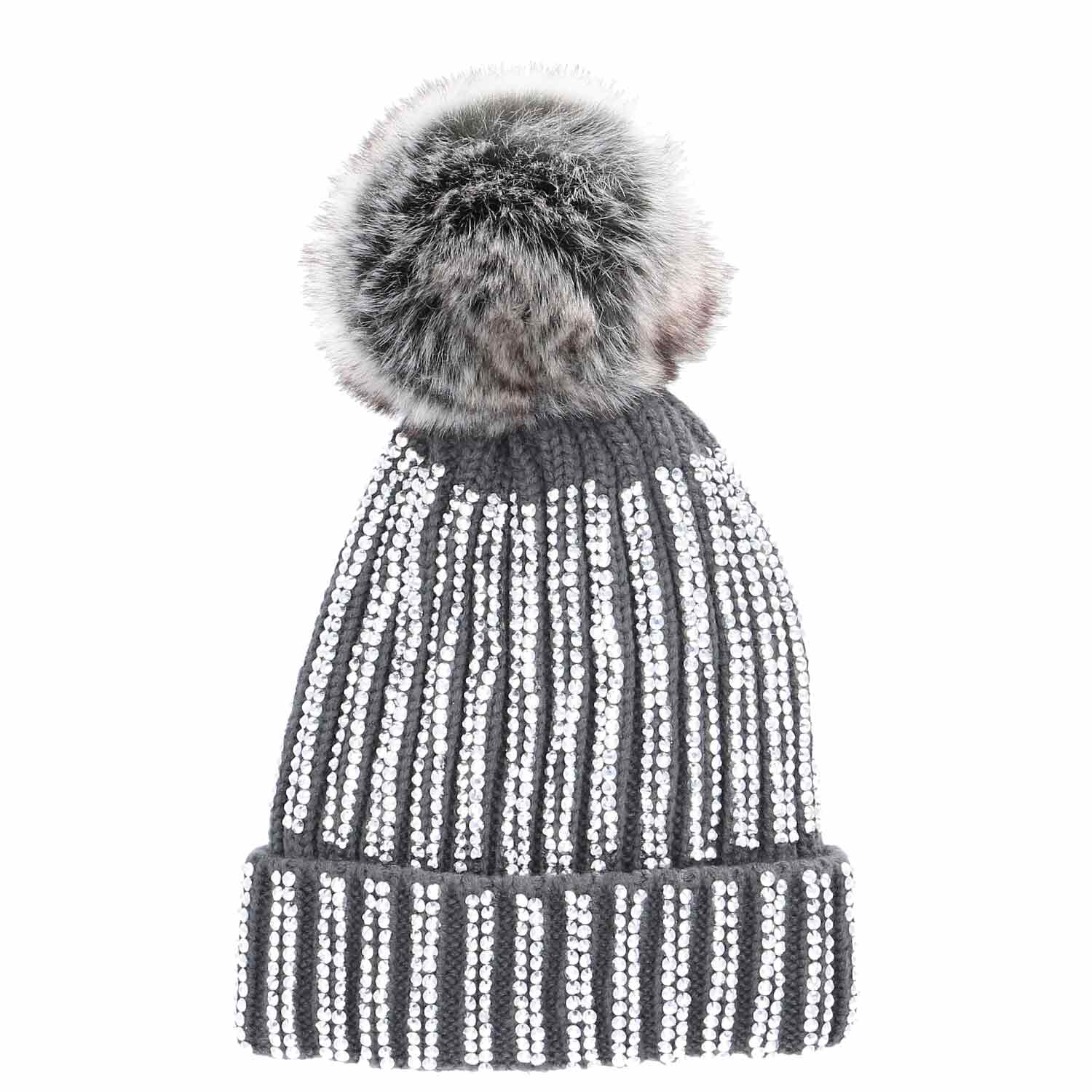 Antonio Strick Mütze Beanie mit Bommel und Pailletten  dunkelgrau Abbildung 1