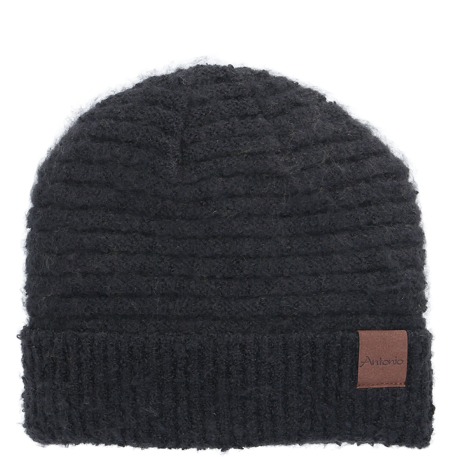 Antonio Damen Strick Mütze Bouclé Beanie  Black