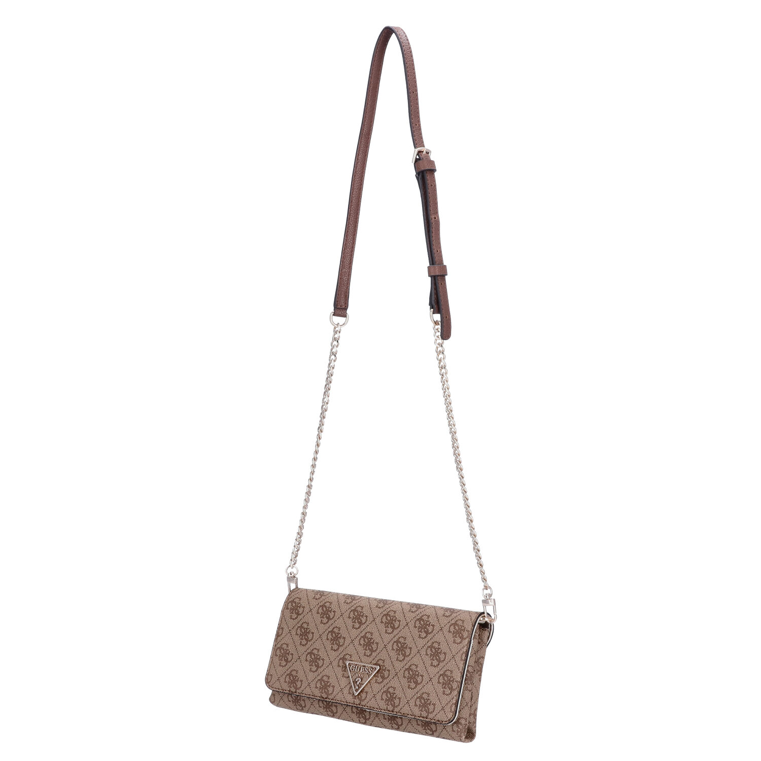 GUESS Clutch Umhängetasche Noelle Latte Logo/Brown