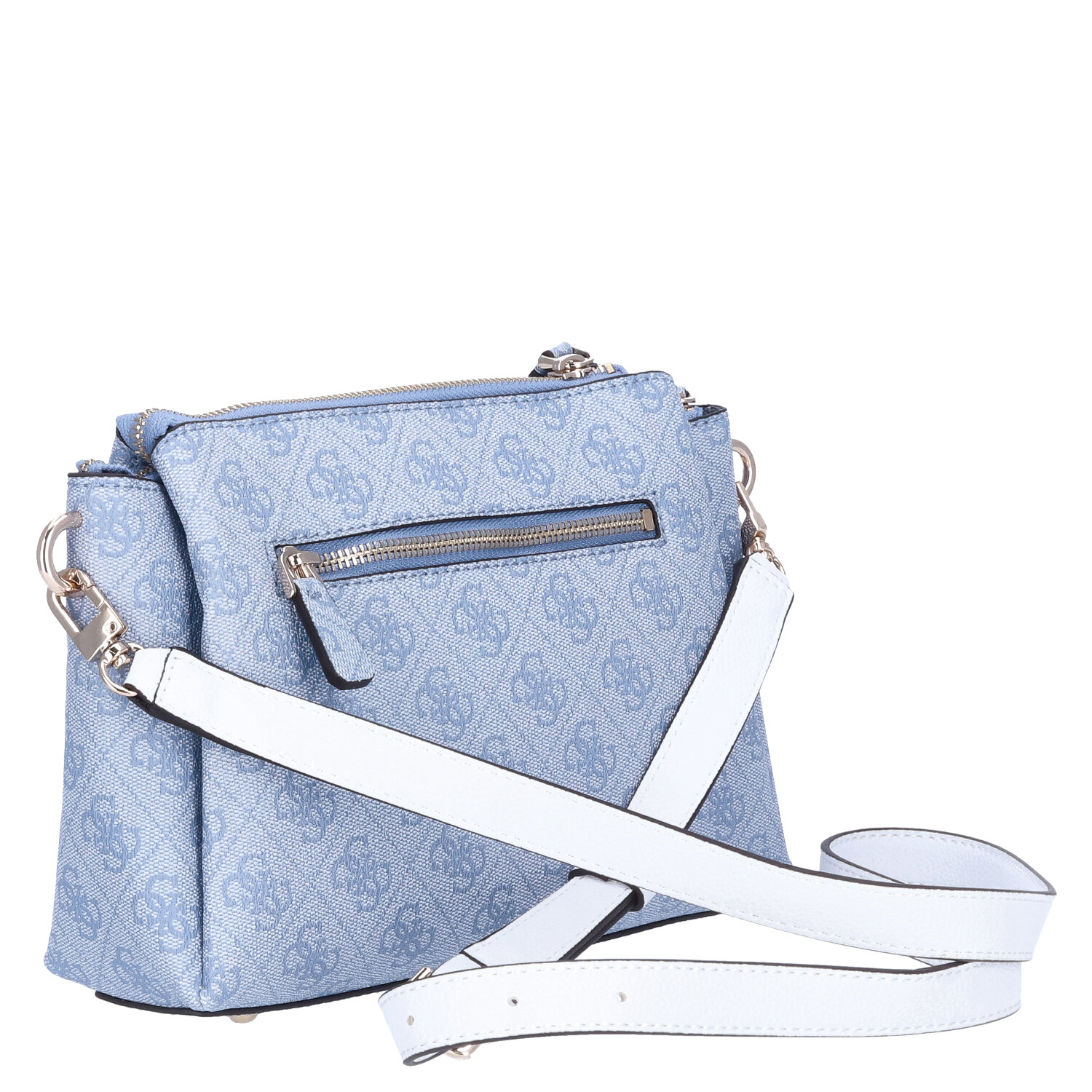 GUESS Damen Umhängetasche Noelle light blue logo