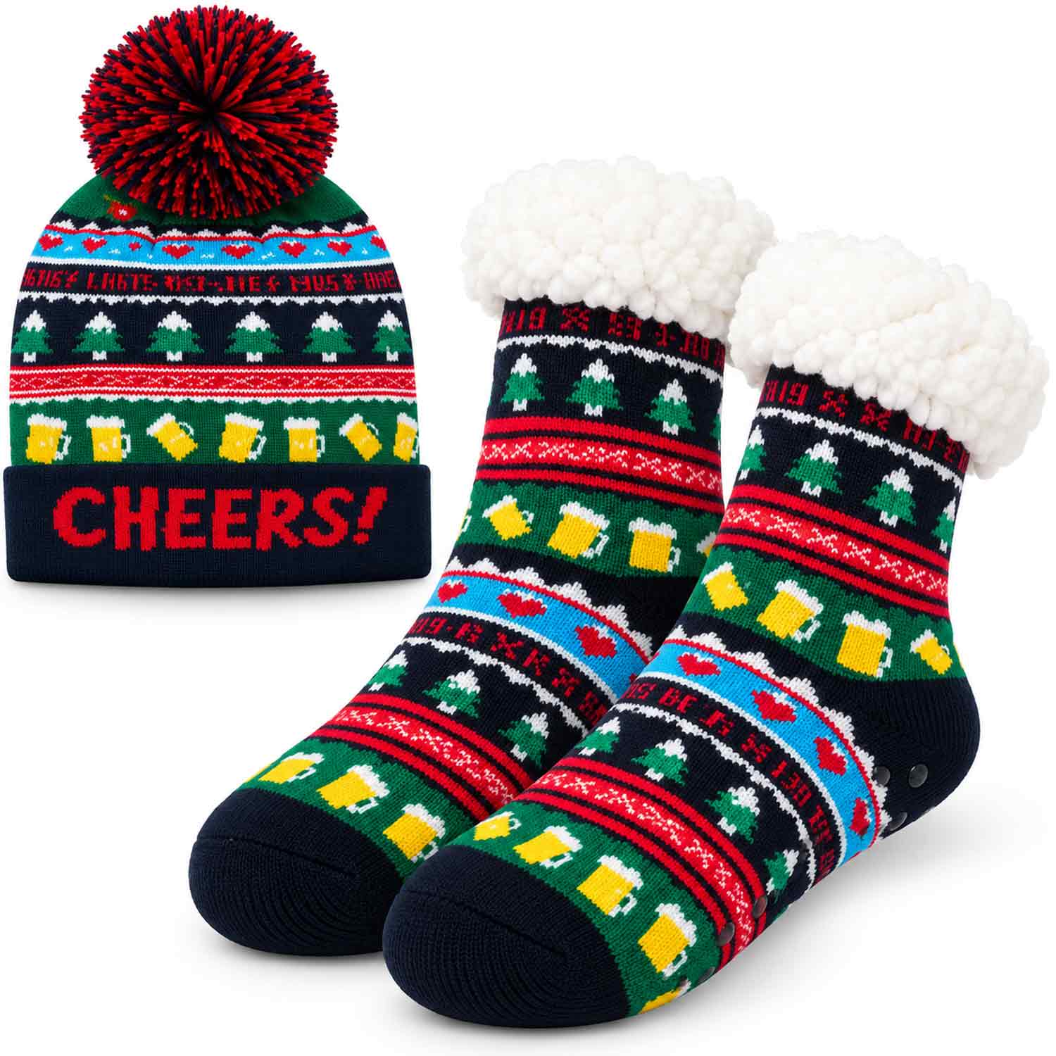 Antonio Weihnachtsset mit LED-Mütze + Hüttensocken Gr. 35-42 - rot Abbildung 1