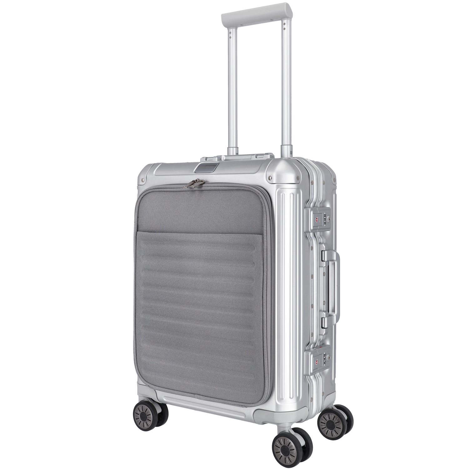 Travelite Aluminium 4-Rad Trolley S Vortasche NEXT silber Abbildung 1 Travelite Aluminium 4-Rad Trolley S Vortasche NEXT silber Abbildung 1