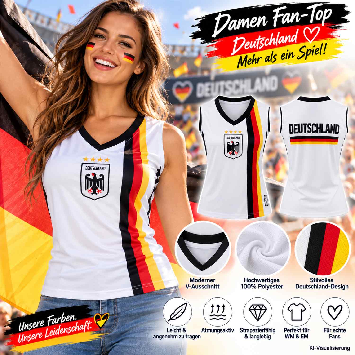 Antonio Damen Fußball Tanktop Deutschland - Größe L Abbildung 3