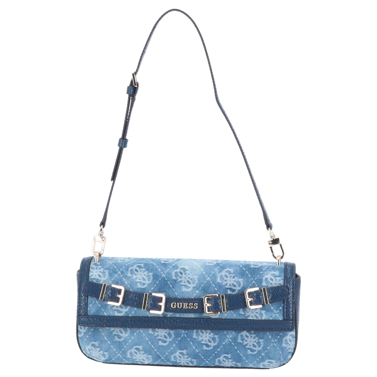 GUESS Umhängetasche DOVIE Satchel Denim Logo Abbildung 1