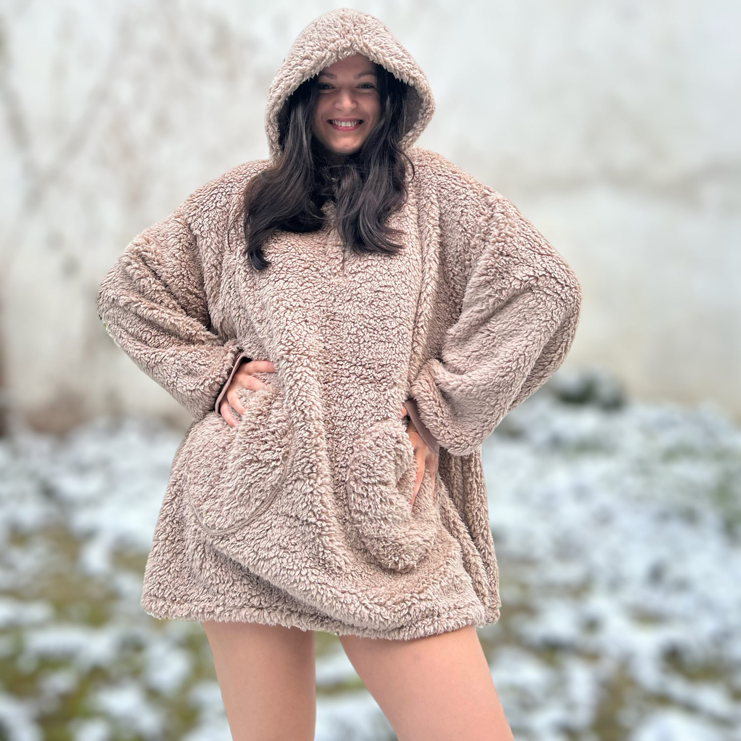 Antonio Kuschel Hoodie Teddy Oversize  Taupe