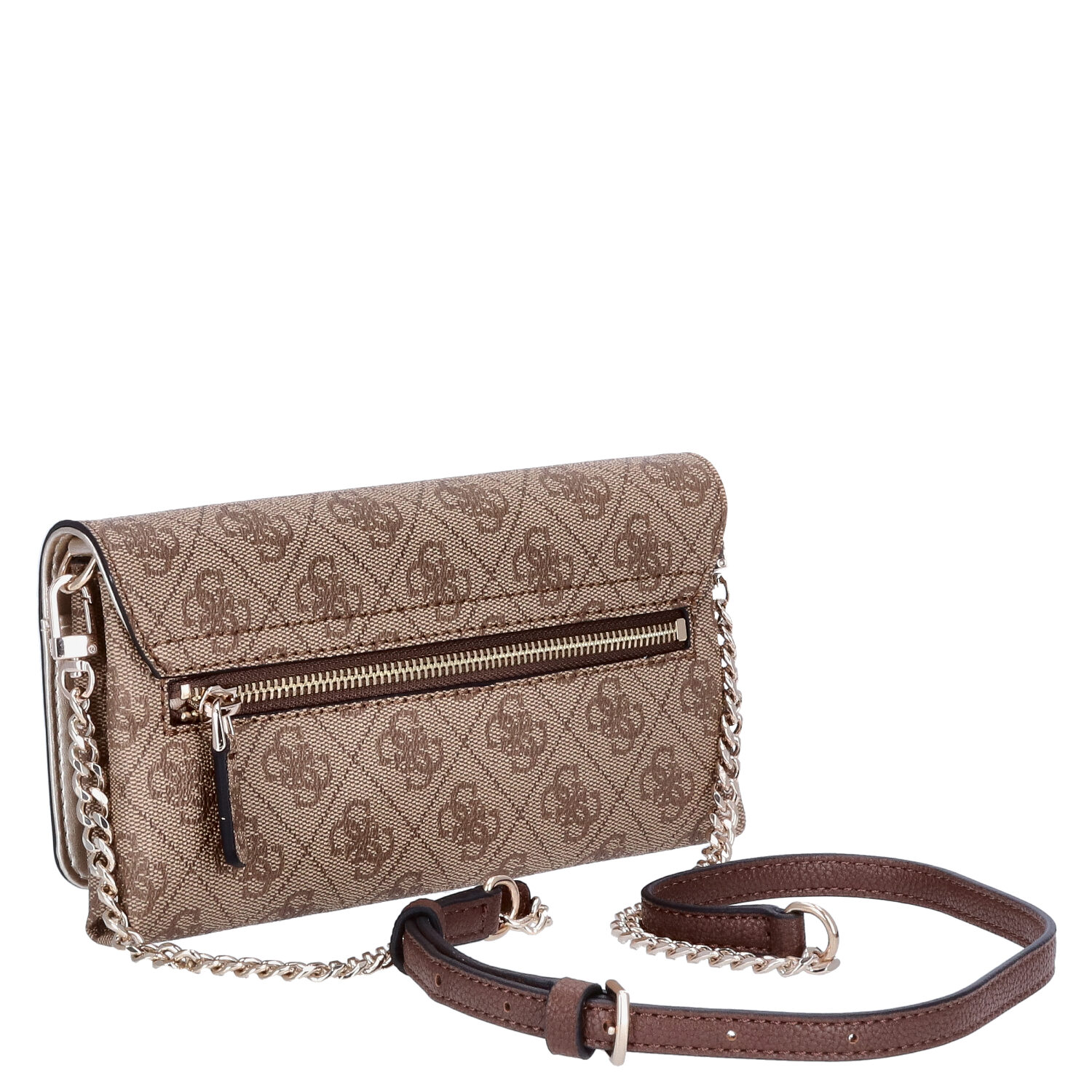 GUESS Clutch Umhängetasche Noelle Latte Logo/Brown