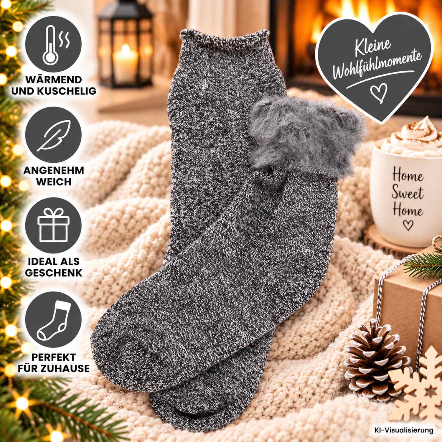 Antonio Damen Thermo Socken 35-38 - grey Abbildung 3