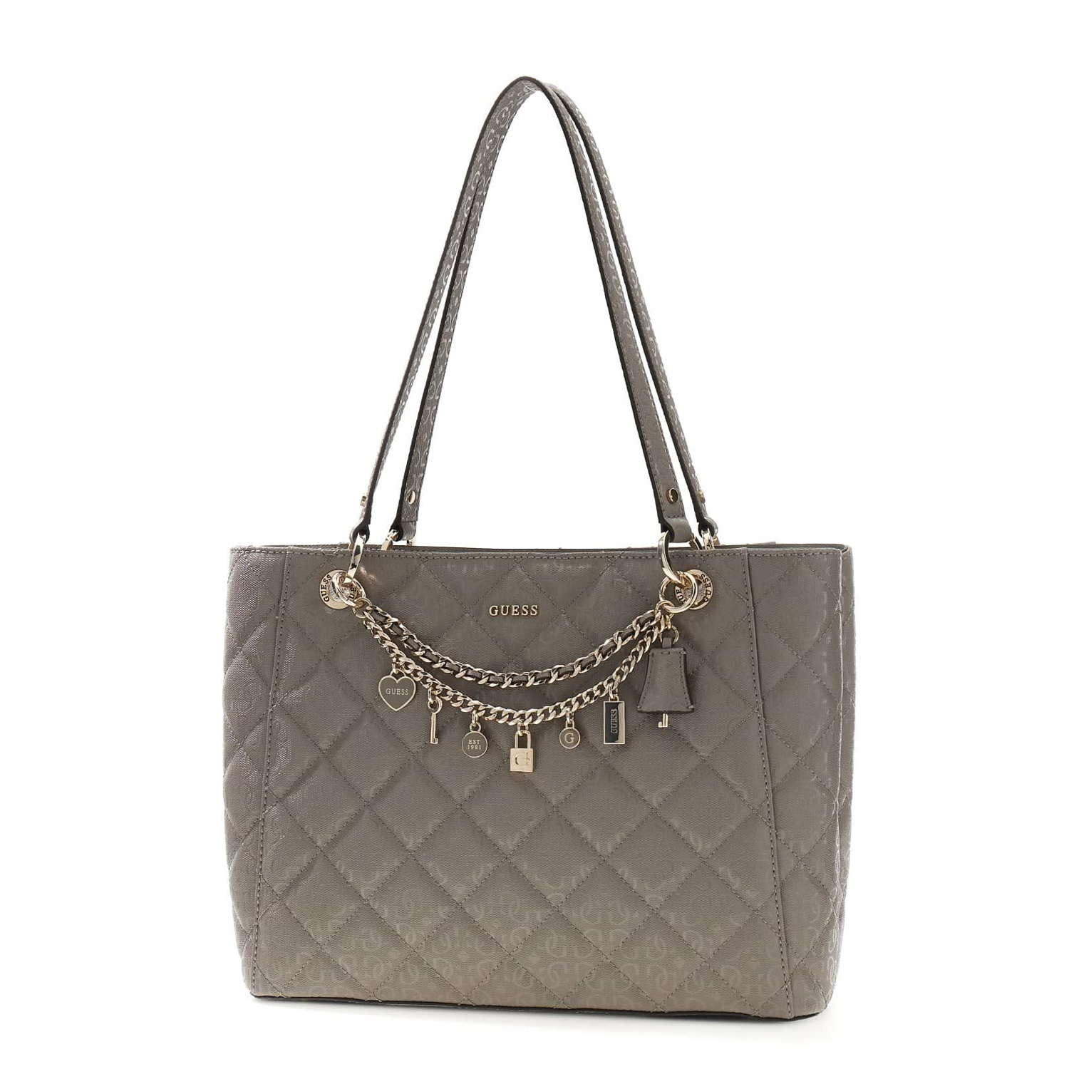 GUESS Umhängetasche Libby Noel Tote Dark Taupe Abbildung 1