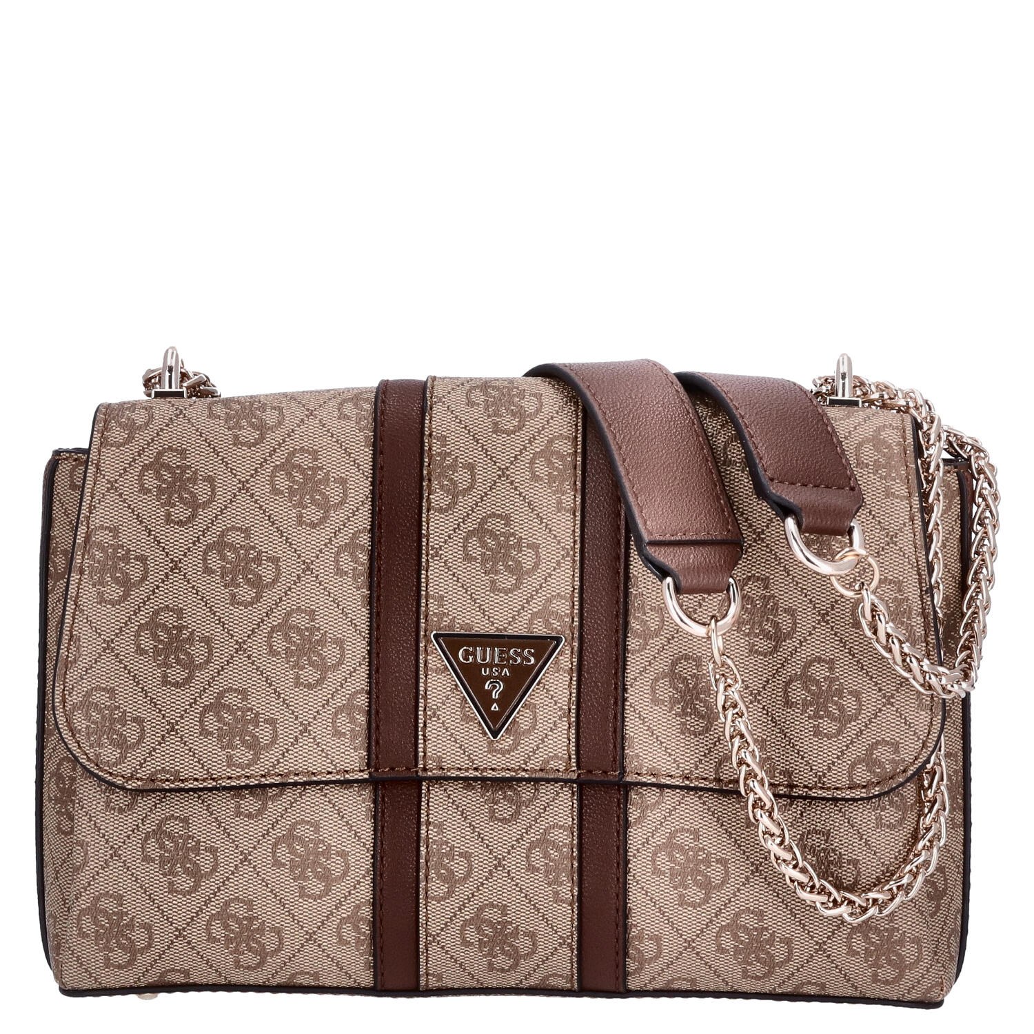 GUESS Damen Umhängetasche Noreen Latte Logo/Brown