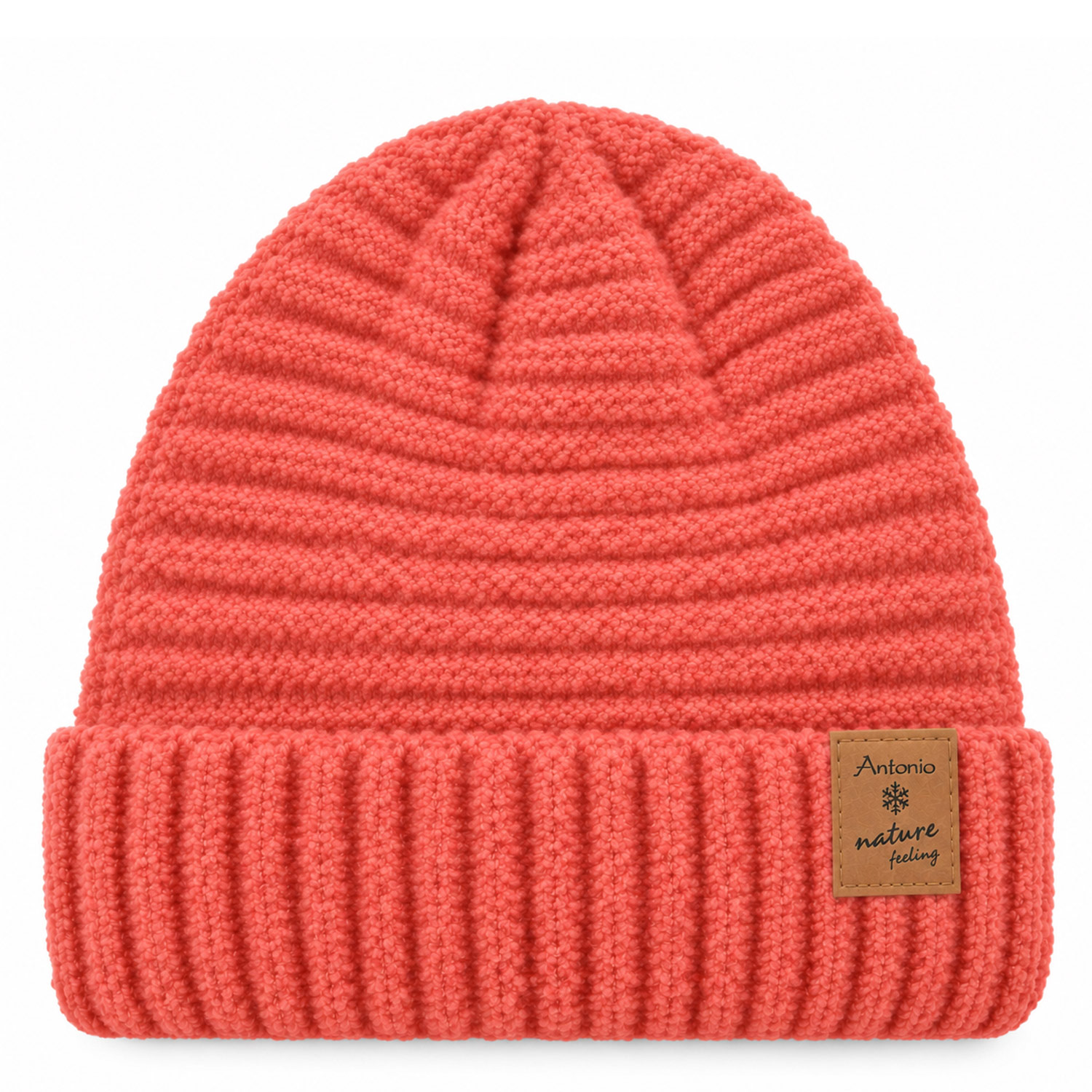 Antonio Damen Strick Mütze Bouclé Beanie - rot Abbildung 1