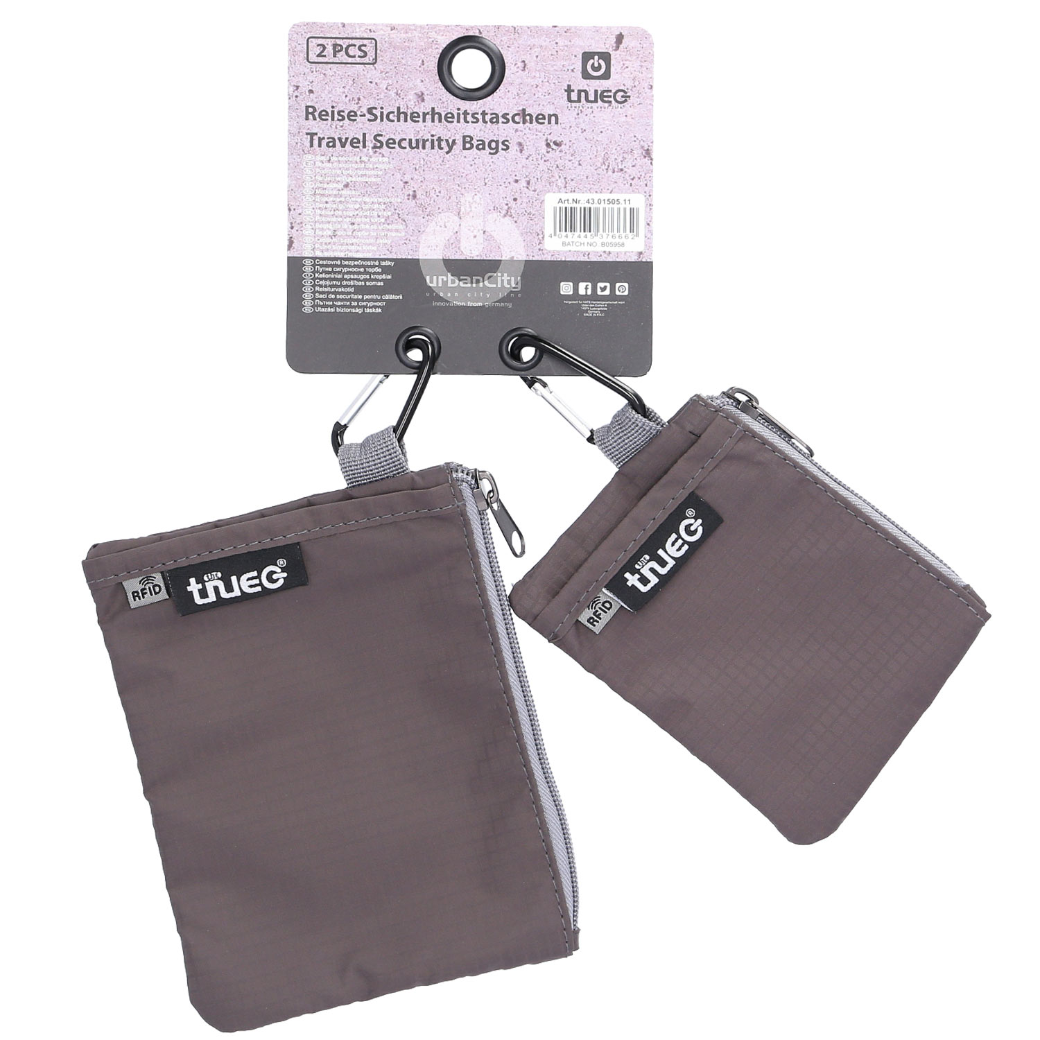 TheTrueC Travel Security Bags Pack of 2 - grau Abbildung 2