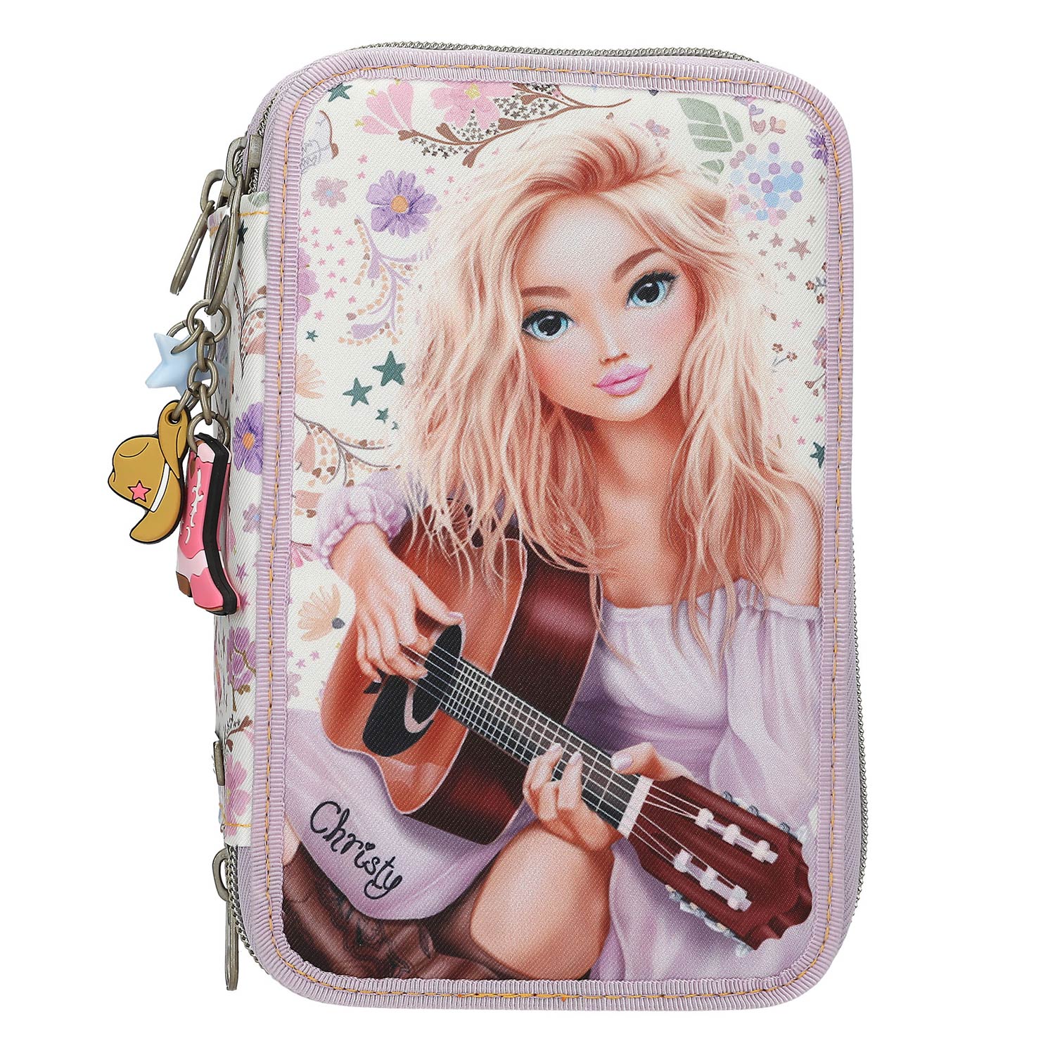 Depesche 3-Fach Federtasche COWGIRL Creme und Lila Abbildung 1