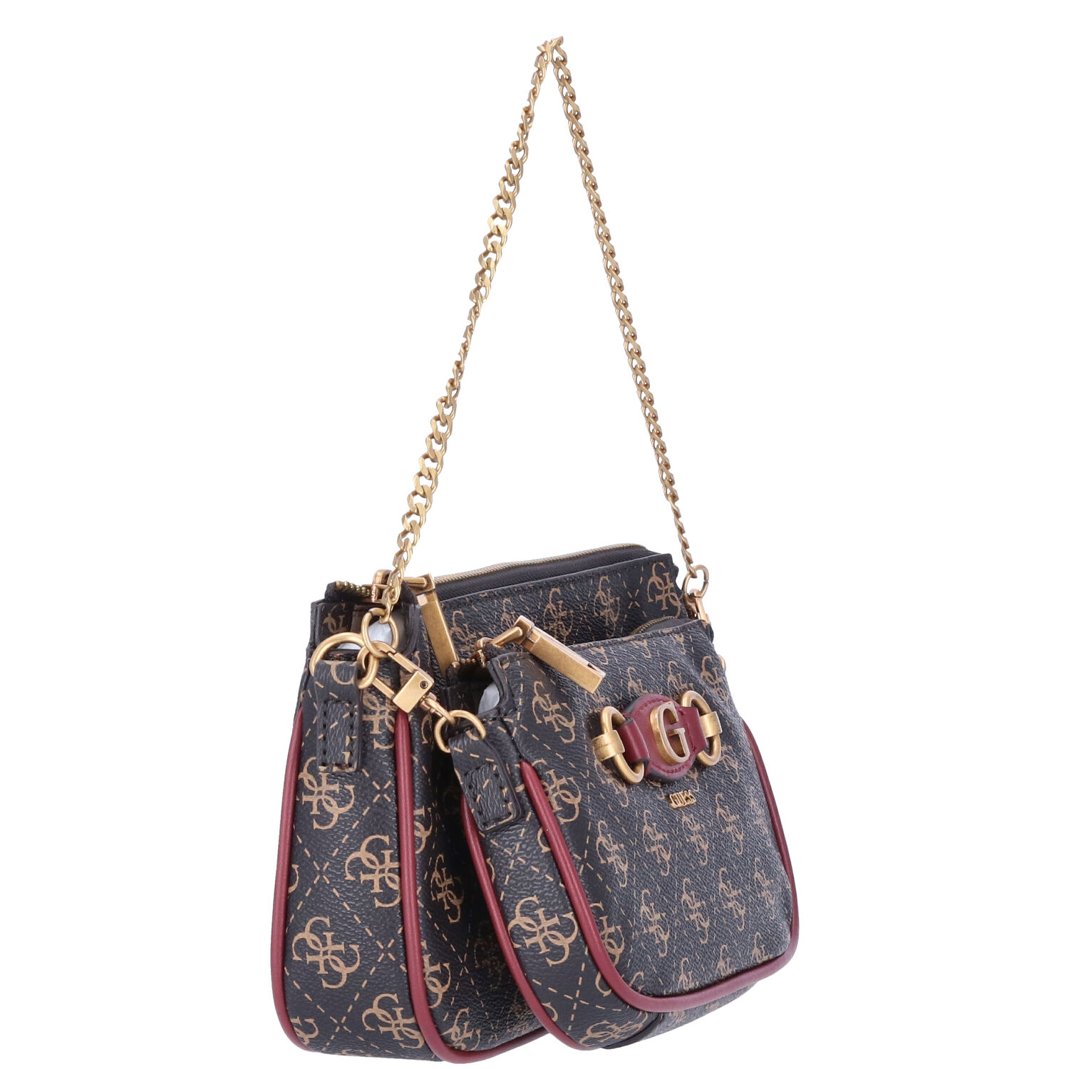 GUESS Damen Schultertasche Izzy Brown/Merlot