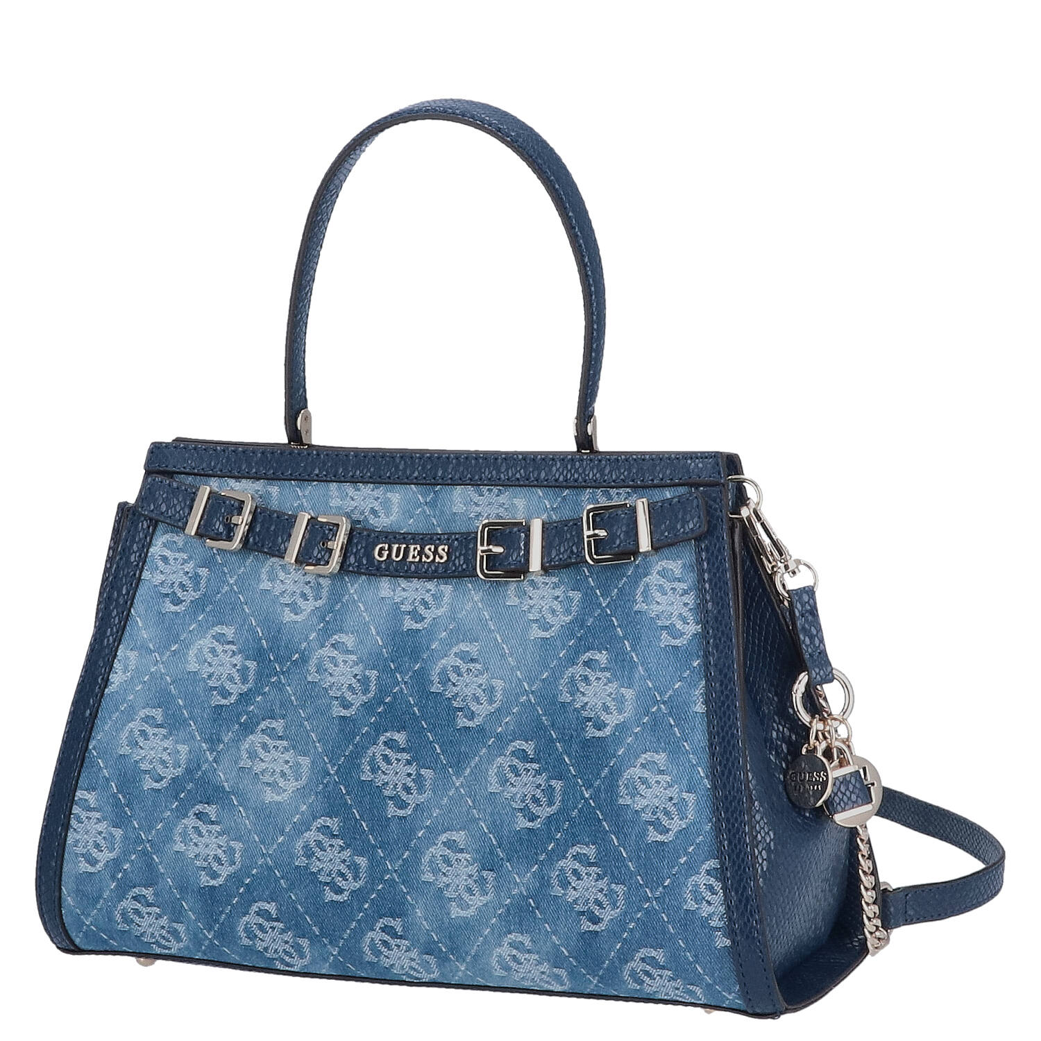 GUESS Handtasche DOVIE Satchel Denim Logo Abbildung 1