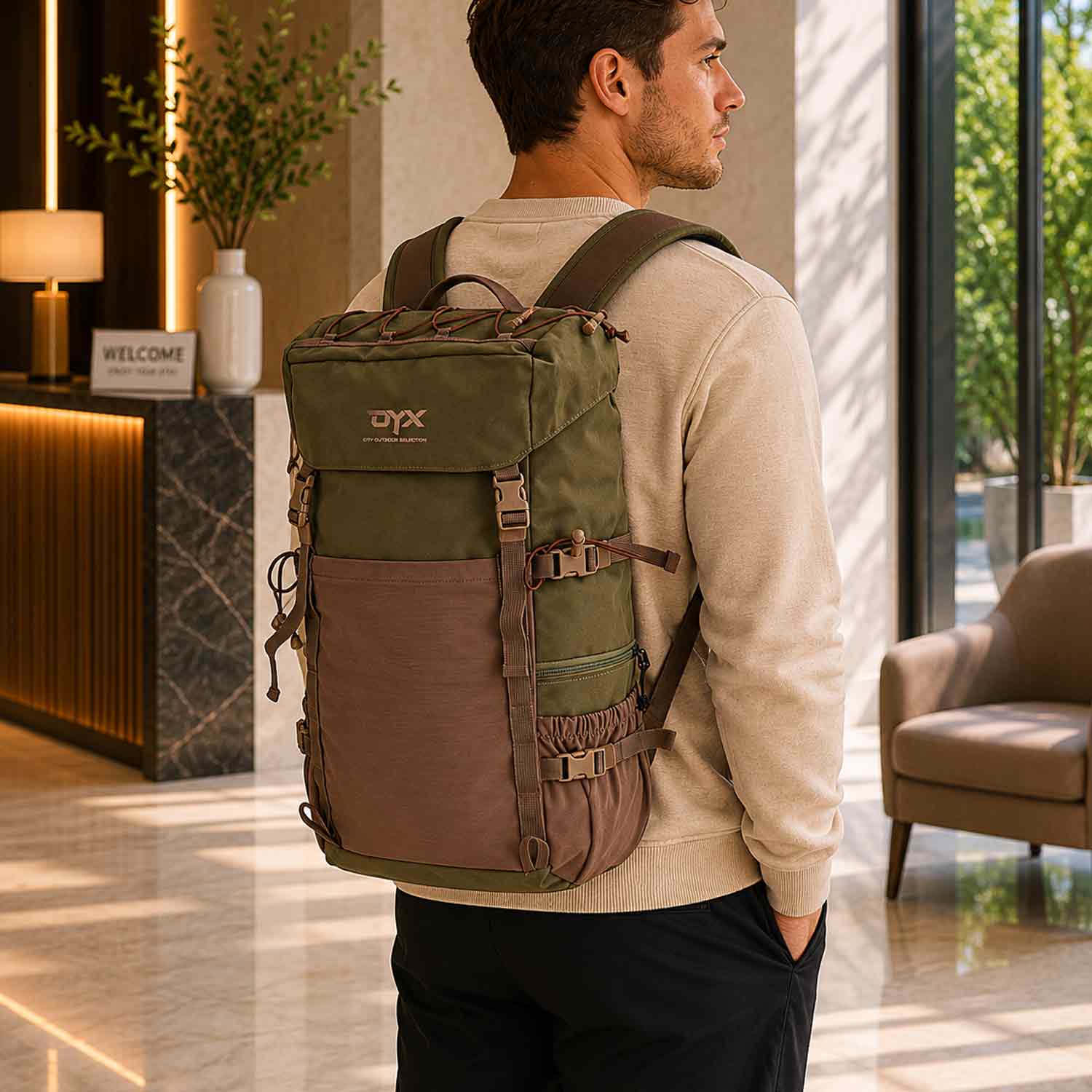 DYX Großer Freizeit- und Reiserucksack - green/coffee Abbildung 2