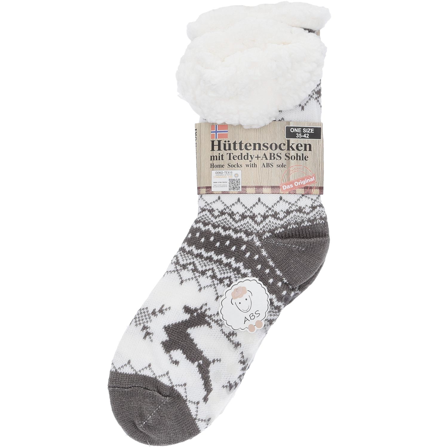 Antonio Hüttensocken mit ABS-Sohle, OneSize  grau