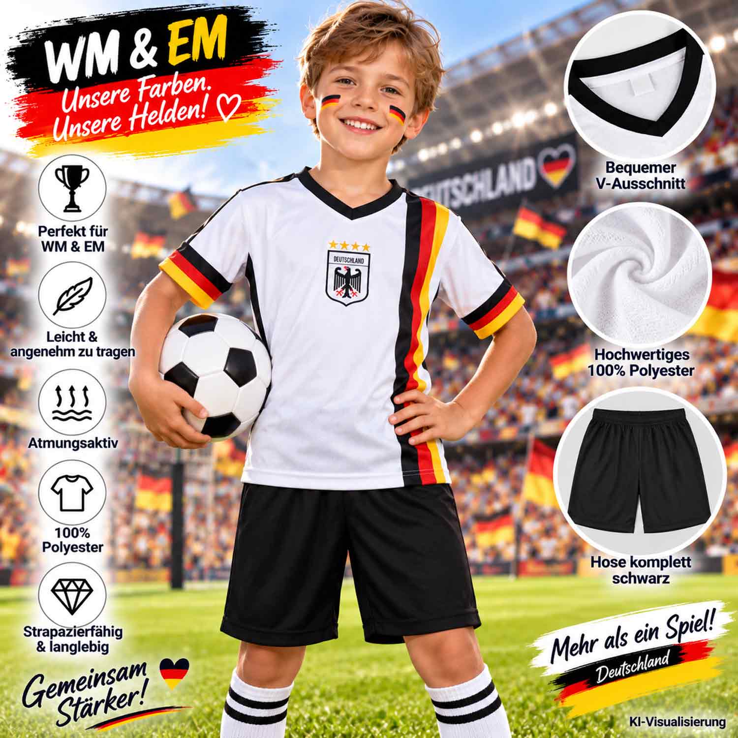 Antonio Fußball Kinder Triko Deutschland - Gr. S 110-116 Abbildung 3