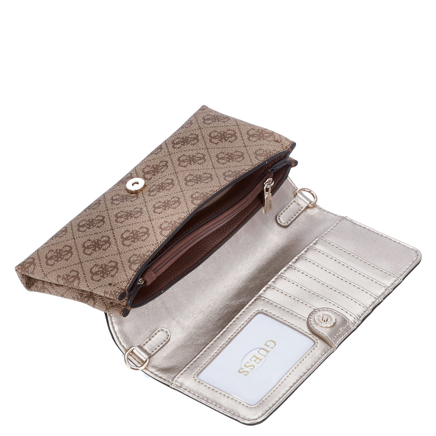 GUESS Clutch Umhängetasche Noelle Latte Logo/Brown