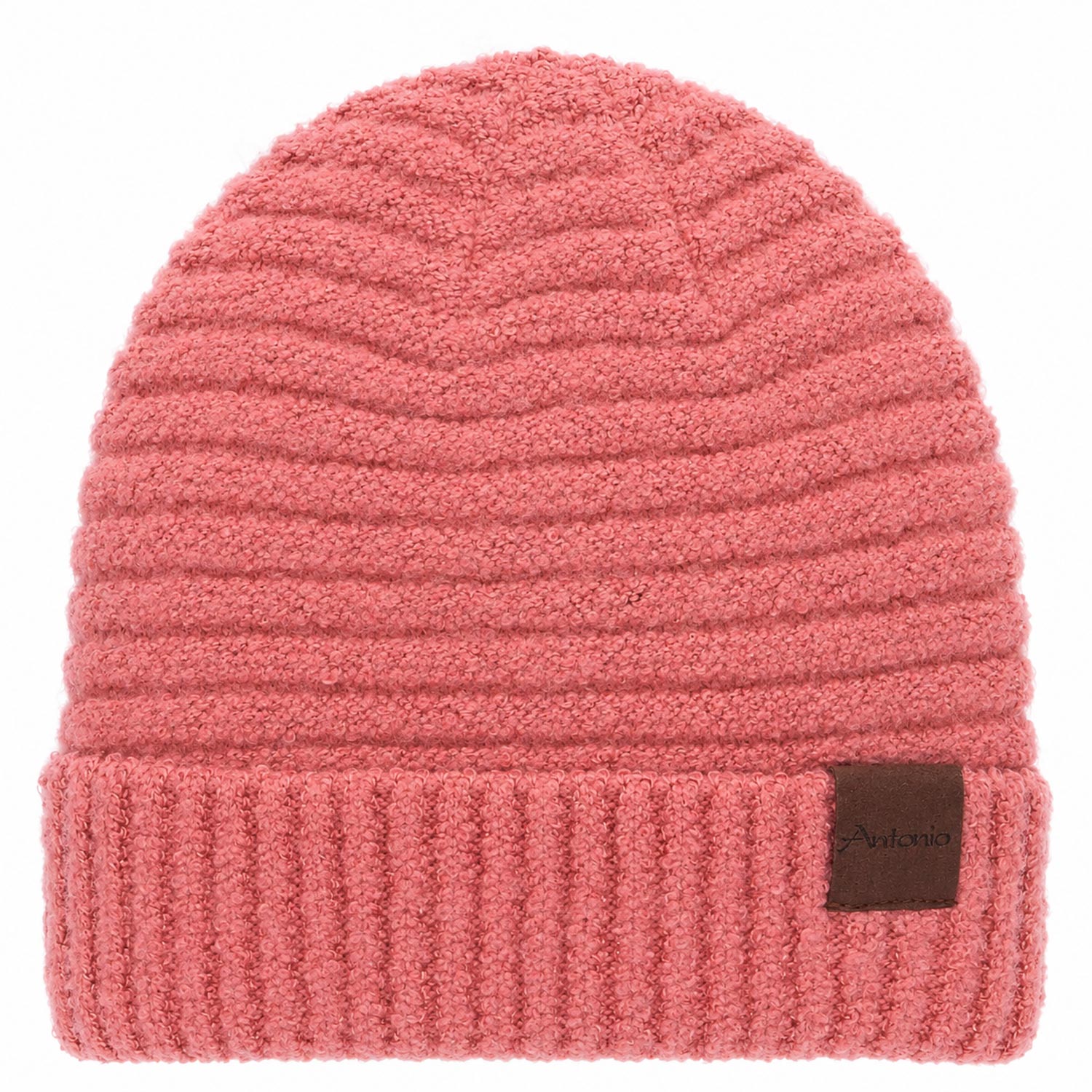 Antonio Damen Strick Mütze Bouclé Beanie - lachs Abbildung 1