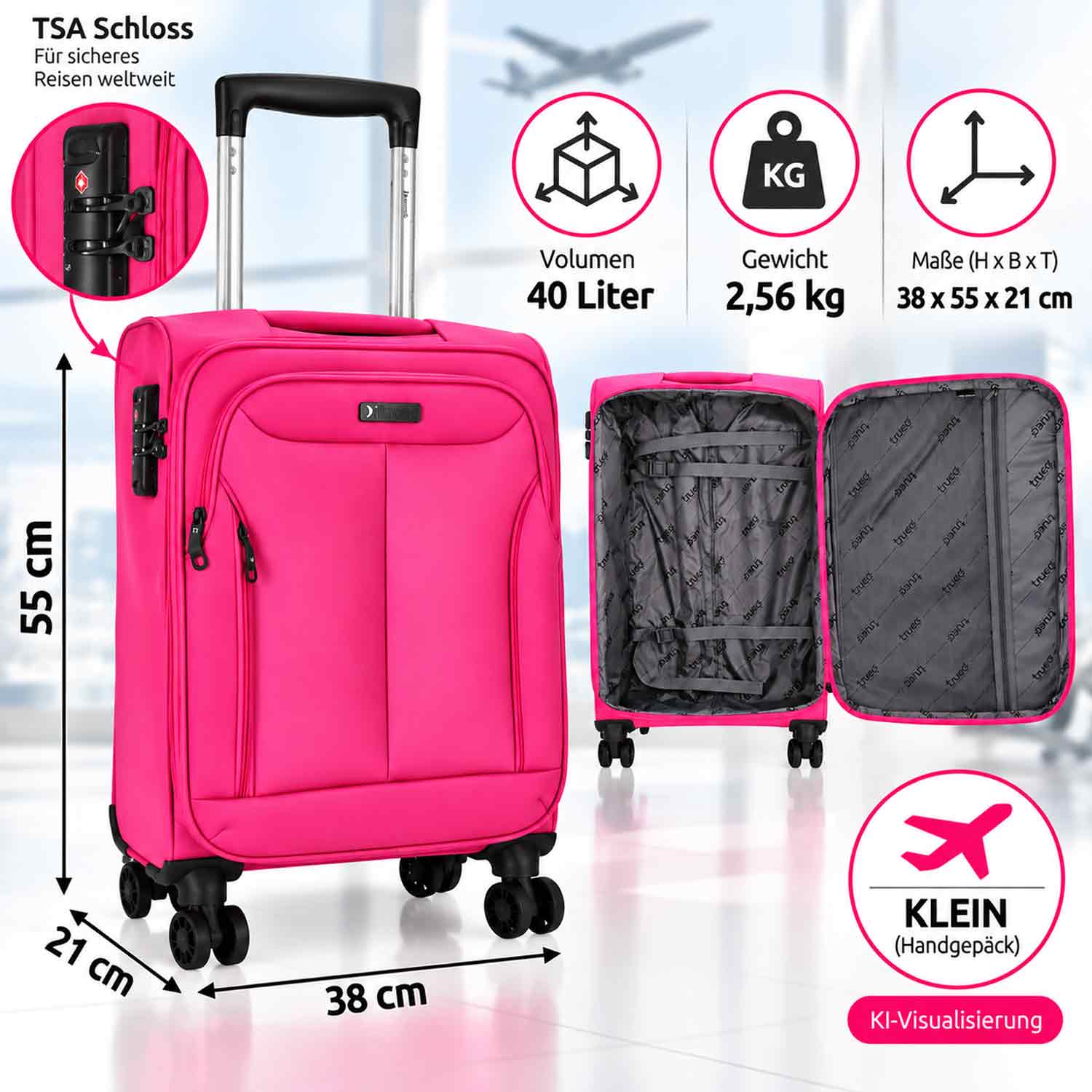 TheTrueC 4-Rollen Trolley/Koffer S 55 cm Kopenhagen pink Abbildung 3
