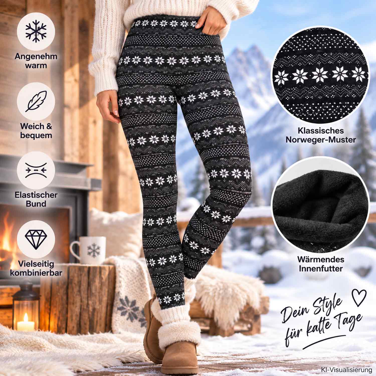 Antonio Winter Leggings Norweger Style Gr. L/XL - grau Abbildung 3