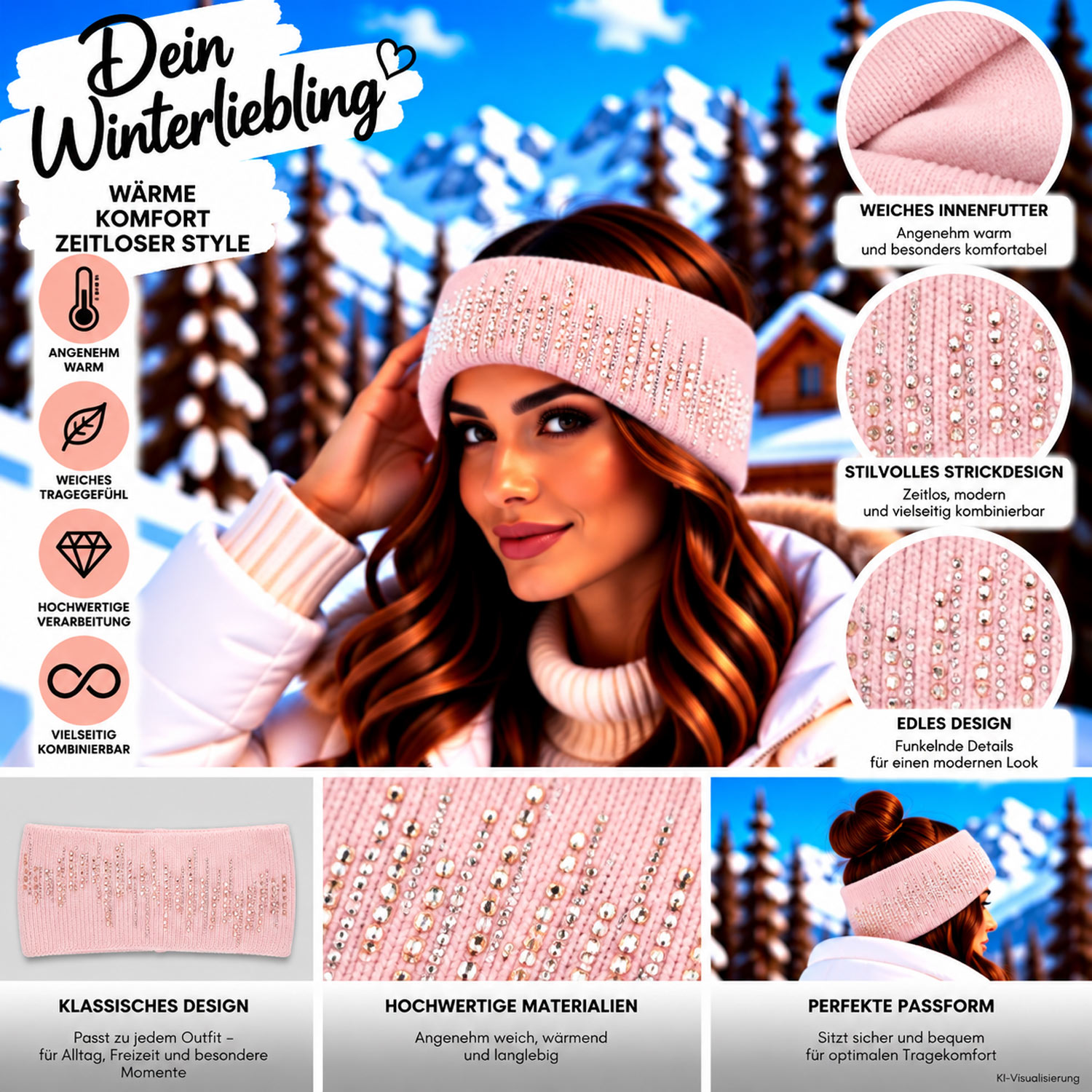 Antonio Strick Stirnband mit Pailletten - pink Abbildung 3