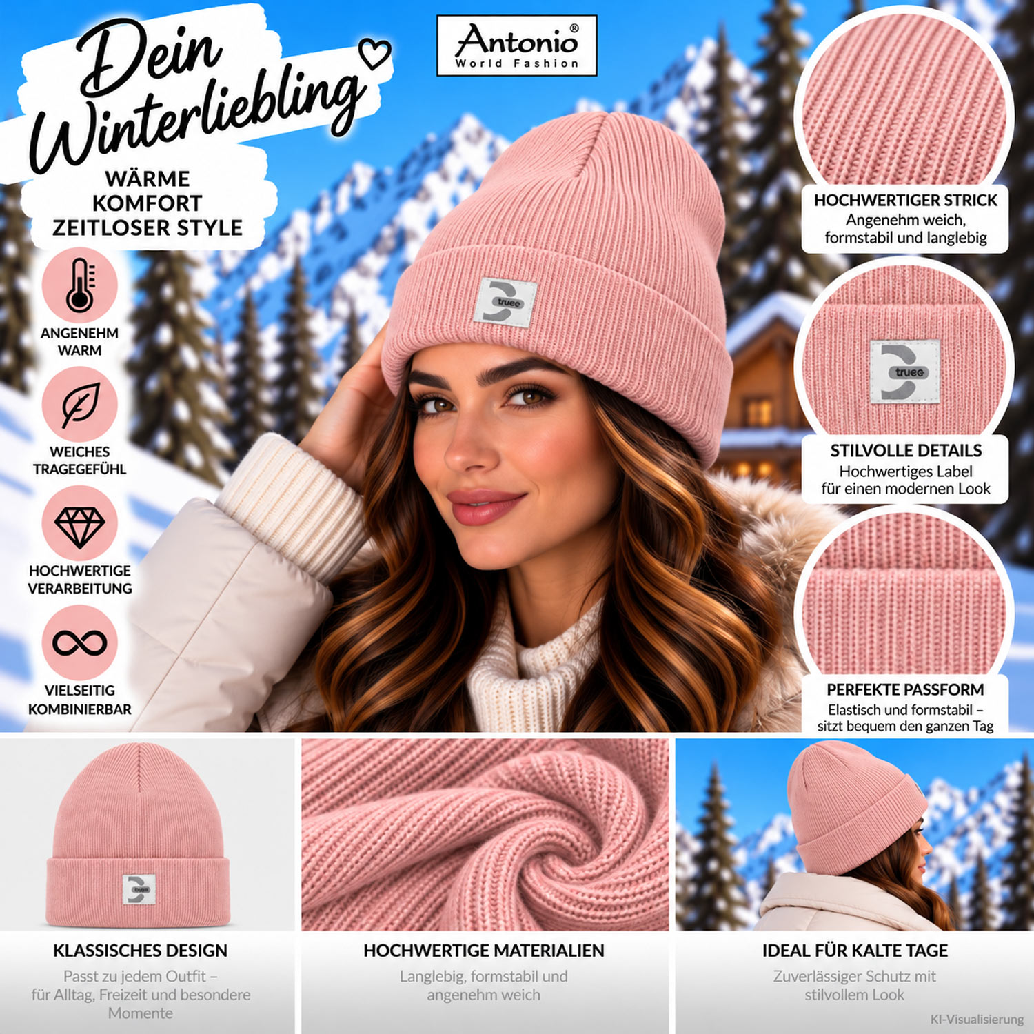 Antonio Strick Mütze Beanie - pink Abbildung 3