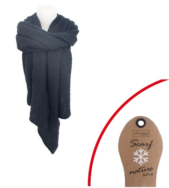 Antonio Damen Strick Schal Bouclé - Black Abbildung 2