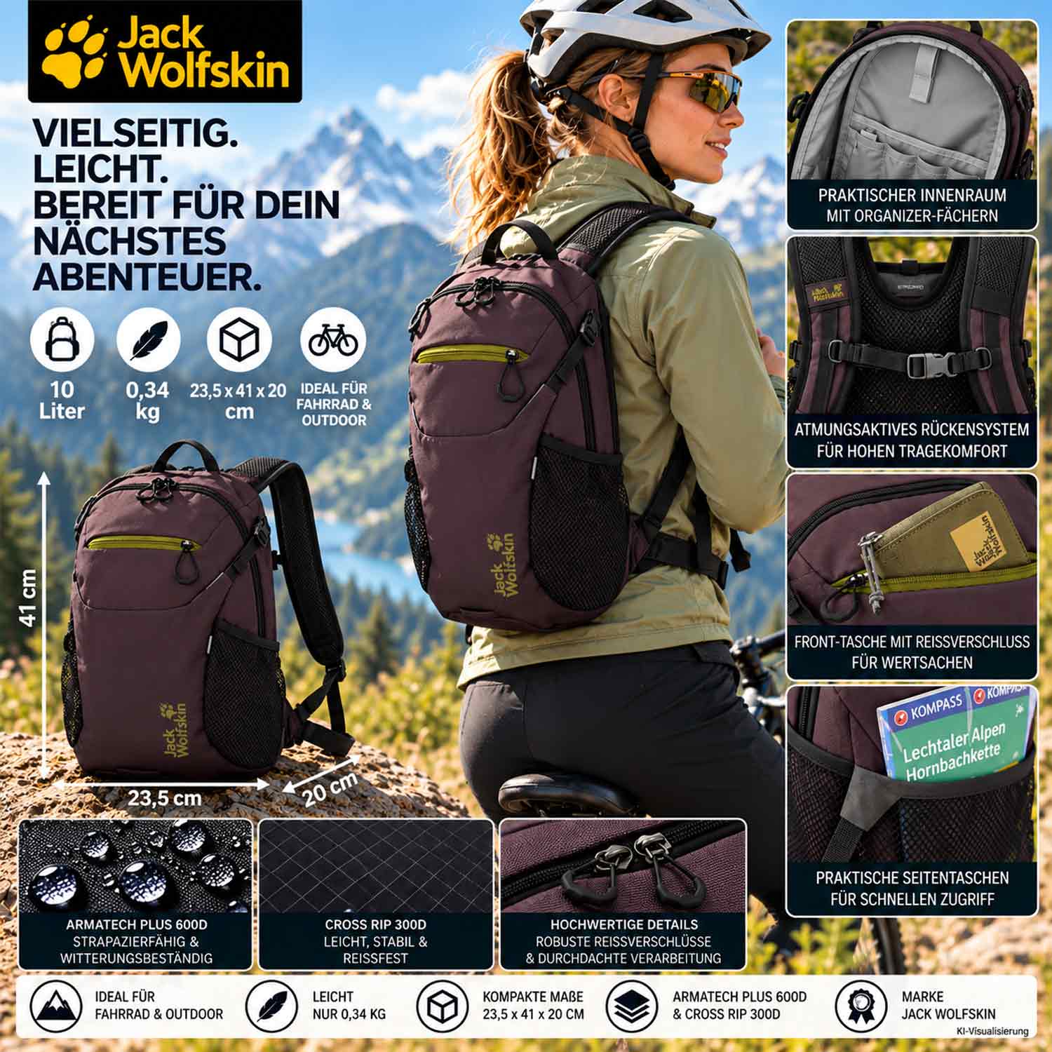 Jack Wolfskin Freizeitrucksack Velocity 12 sheer plum Abbildung 3