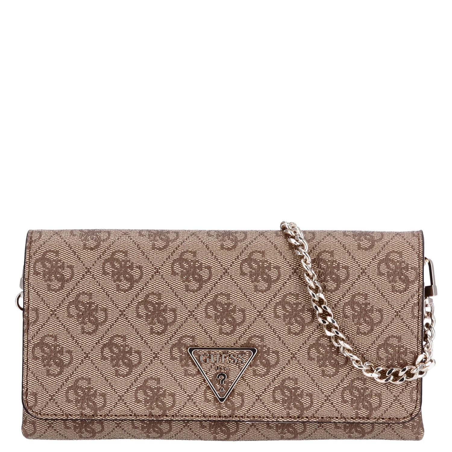 GUESS Clutch Umhängetasche Noelle Latte Logo/Brown