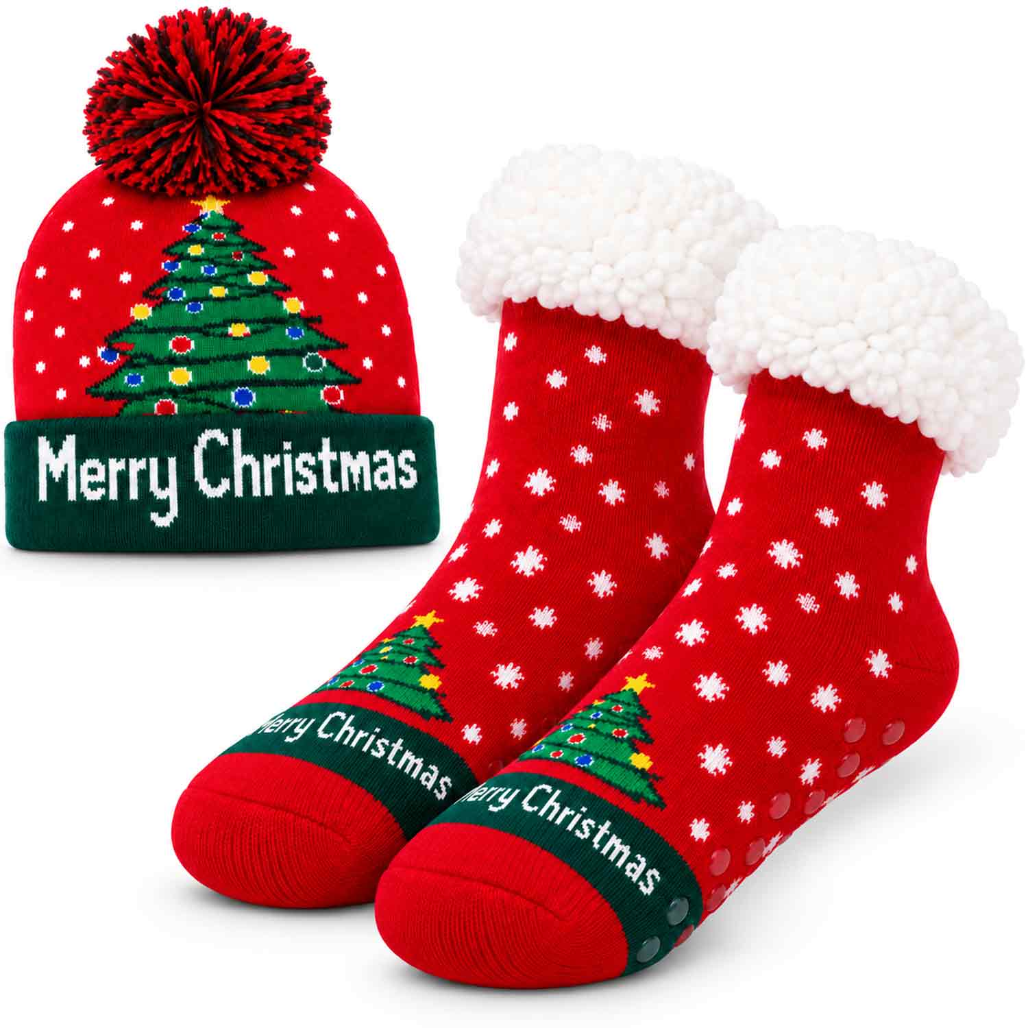 Antonio Weihnachtsset mit LED-Mütze + Hüttensocken Gr. 35-42 - rot Abbildung 1