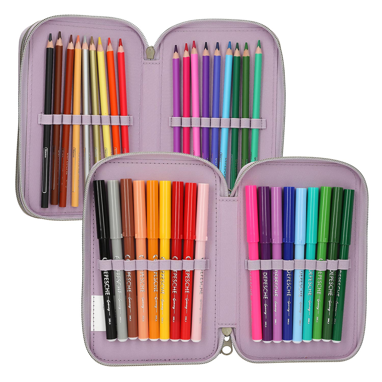 Depesche 3-Fach Federtasche COWGIRL Creme und Lila Abbildung 5