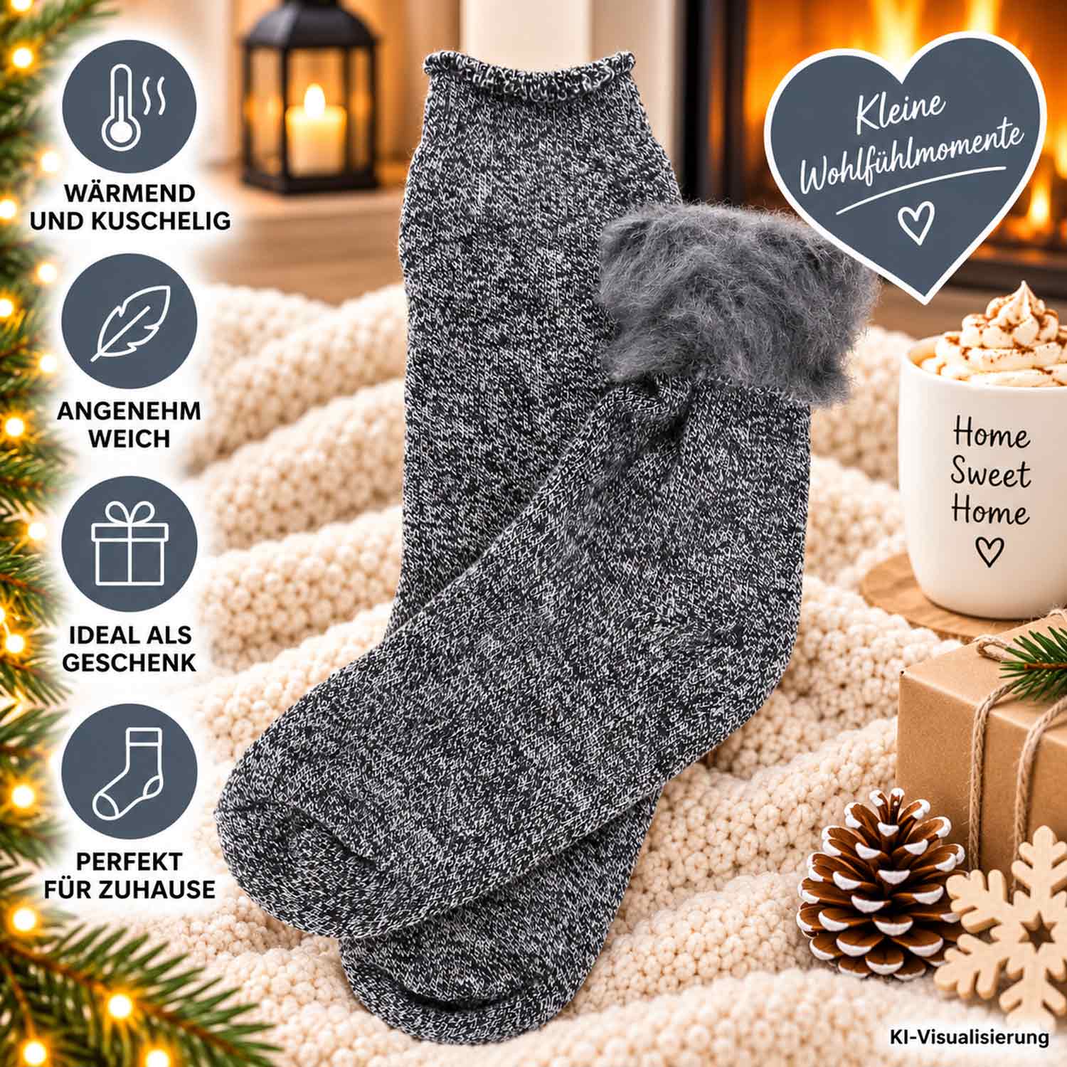 Antonio Damen Thermo Socken 39-42 - grey Abbildung 3