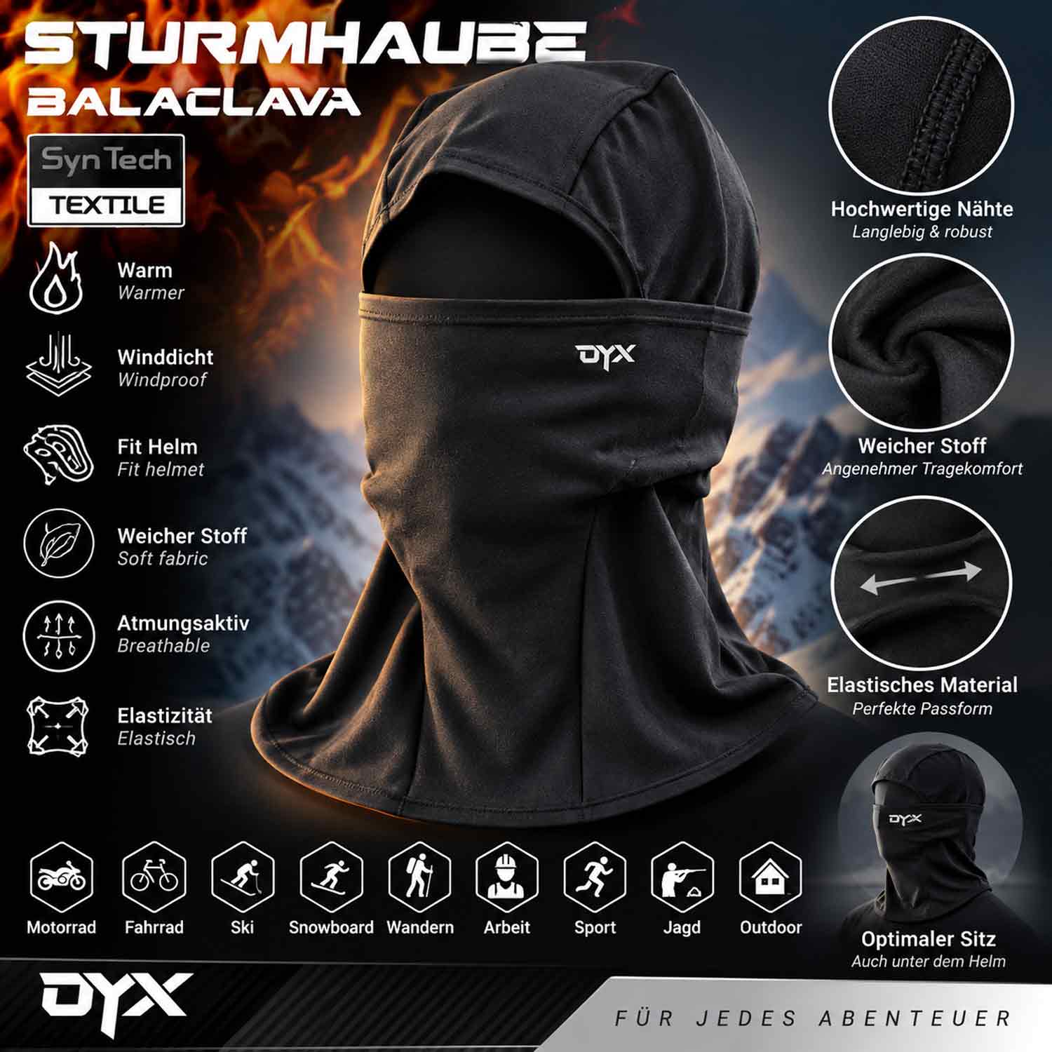 DYX Sturmhaube Balaclava - Black Abbildung 3